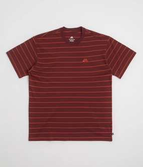 Reinforced Hems Nike SB Striped T-Shirt - Dark Team Red