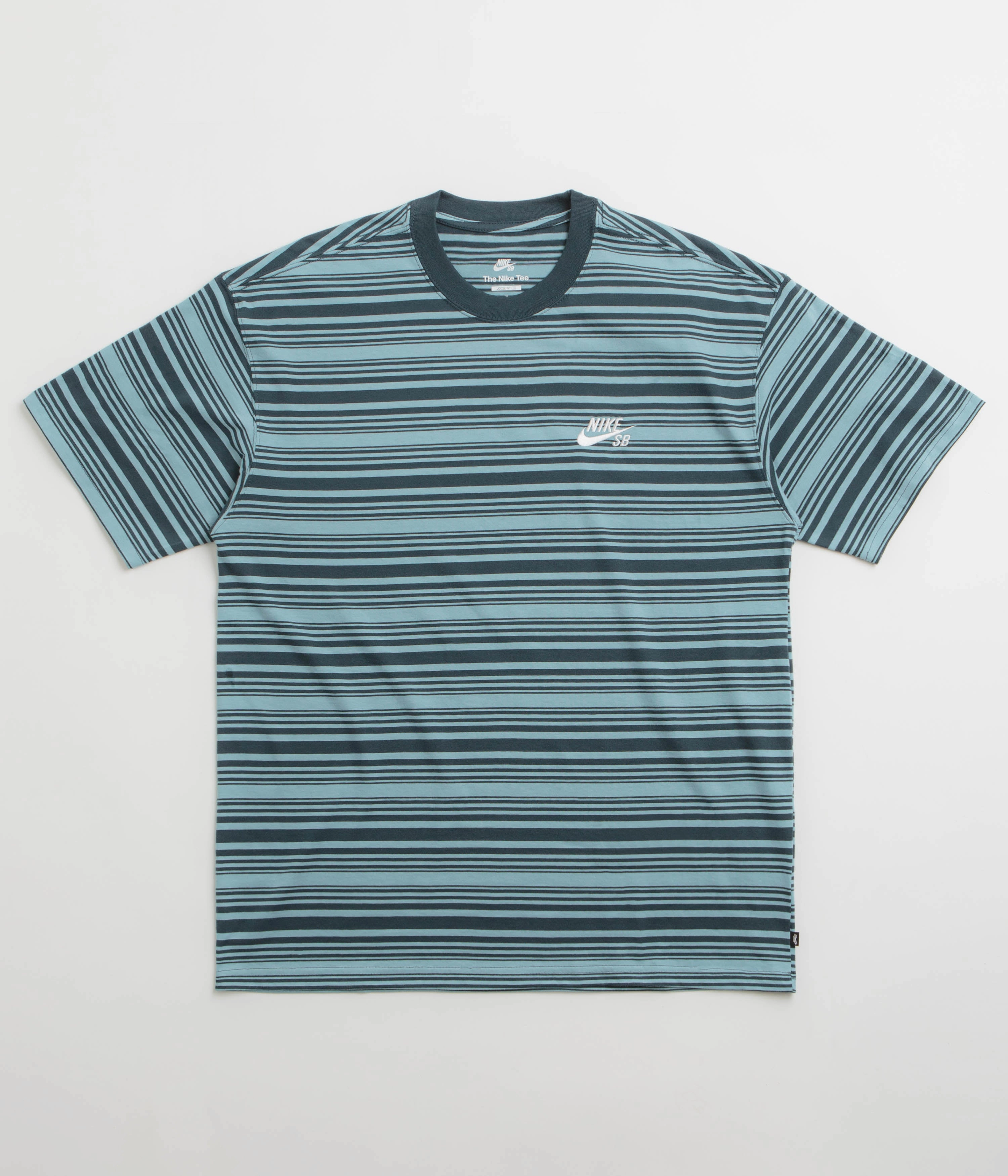Nike SB Striped T-Shirt - Denim Turquoise Classic Smart NonRestrictiveCut