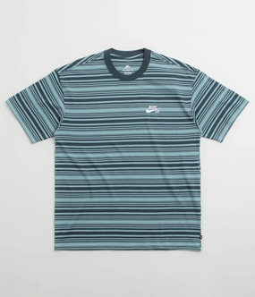 Nike SB Striped T-Shirt - Denim Turquoise Classic Smart NonRestrictiveCut