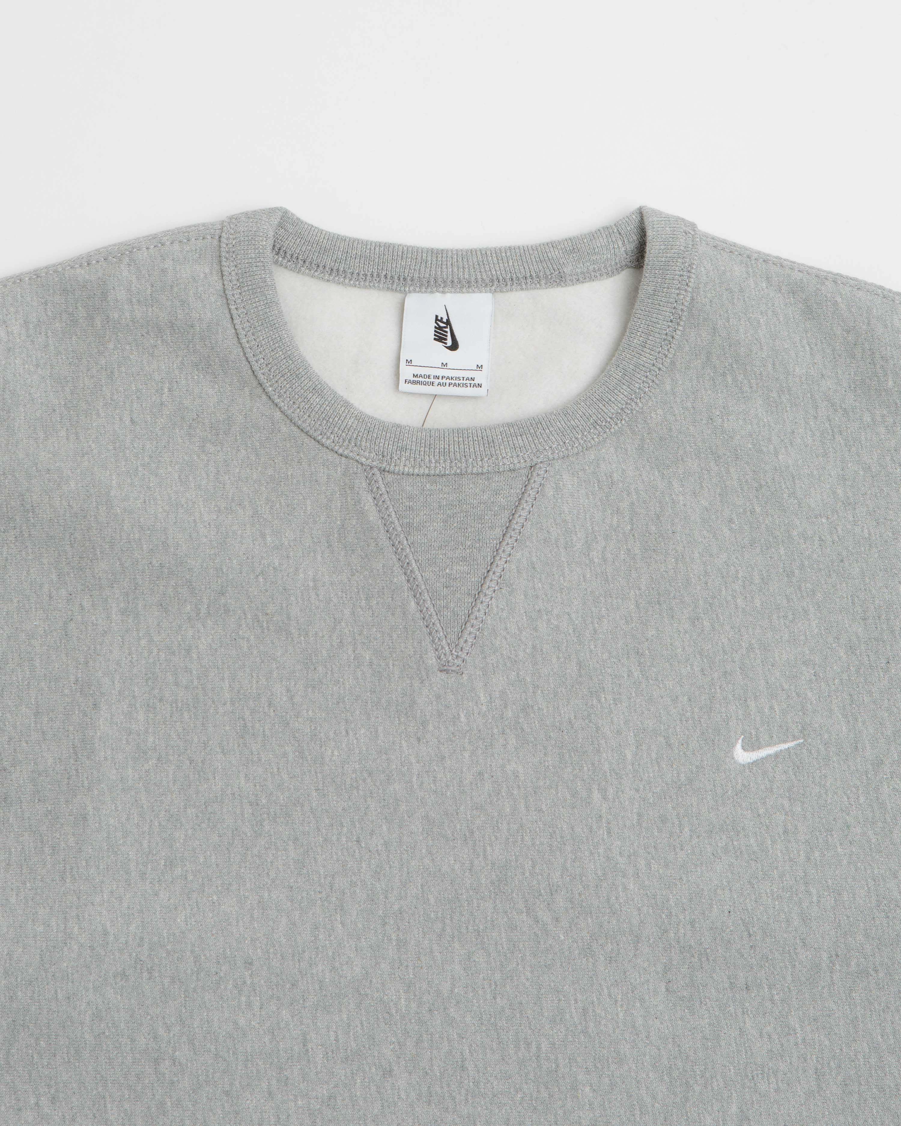 Circular Knit Technology Nike Solo Swoosh Crewneck Sweatshirt - Dark Grey Heather / White / White