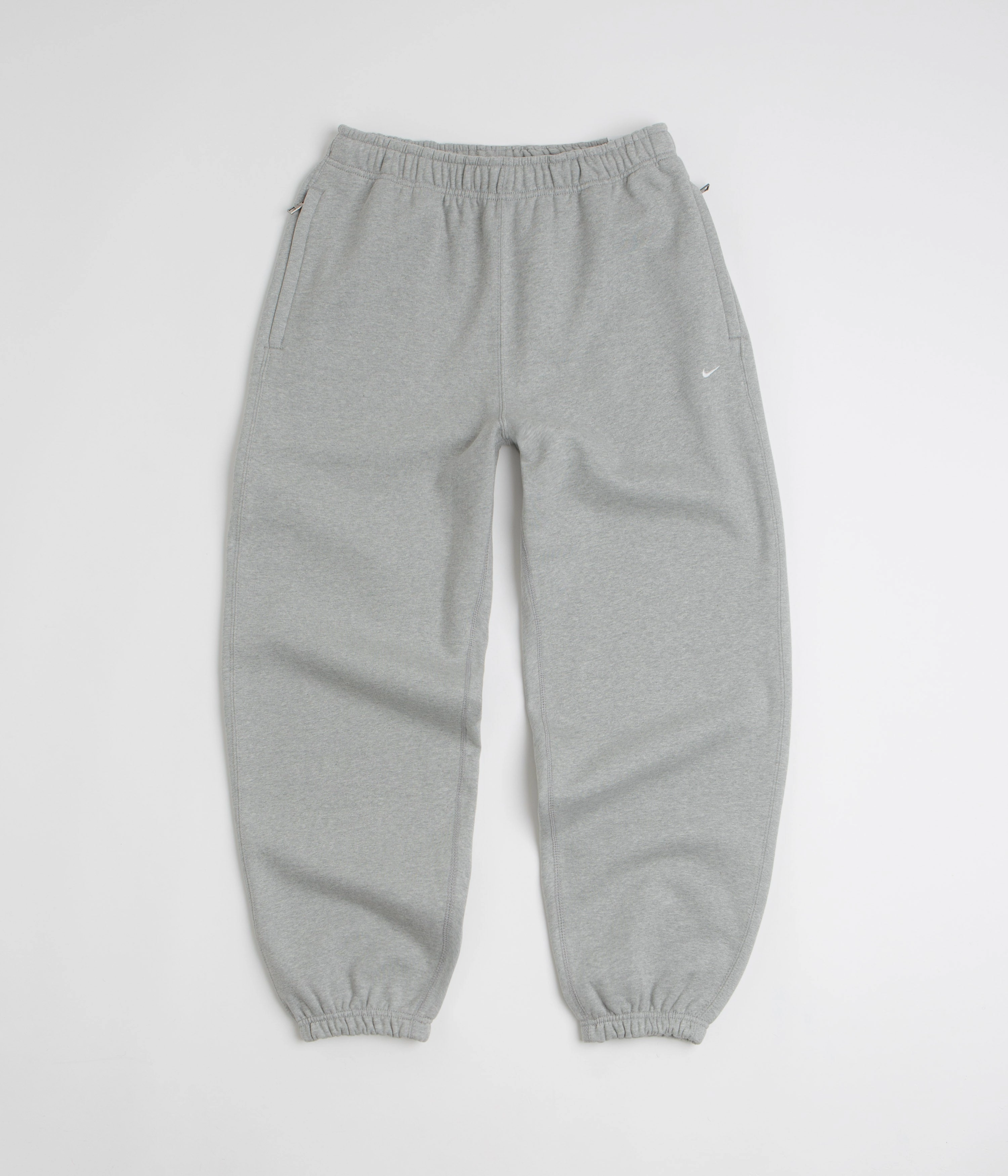 WaterRepellent Core Fit Nike Solo Swoosh Cuffed Sweatpants - Dark Grey Heather / Light Smoke Grey / White
