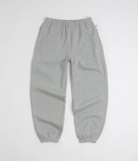 WaterRepellent Core Fit Nike Solo Swoosh Cuffed Sweatpants - Dark Grey Heather / Light Smoke Grey / White