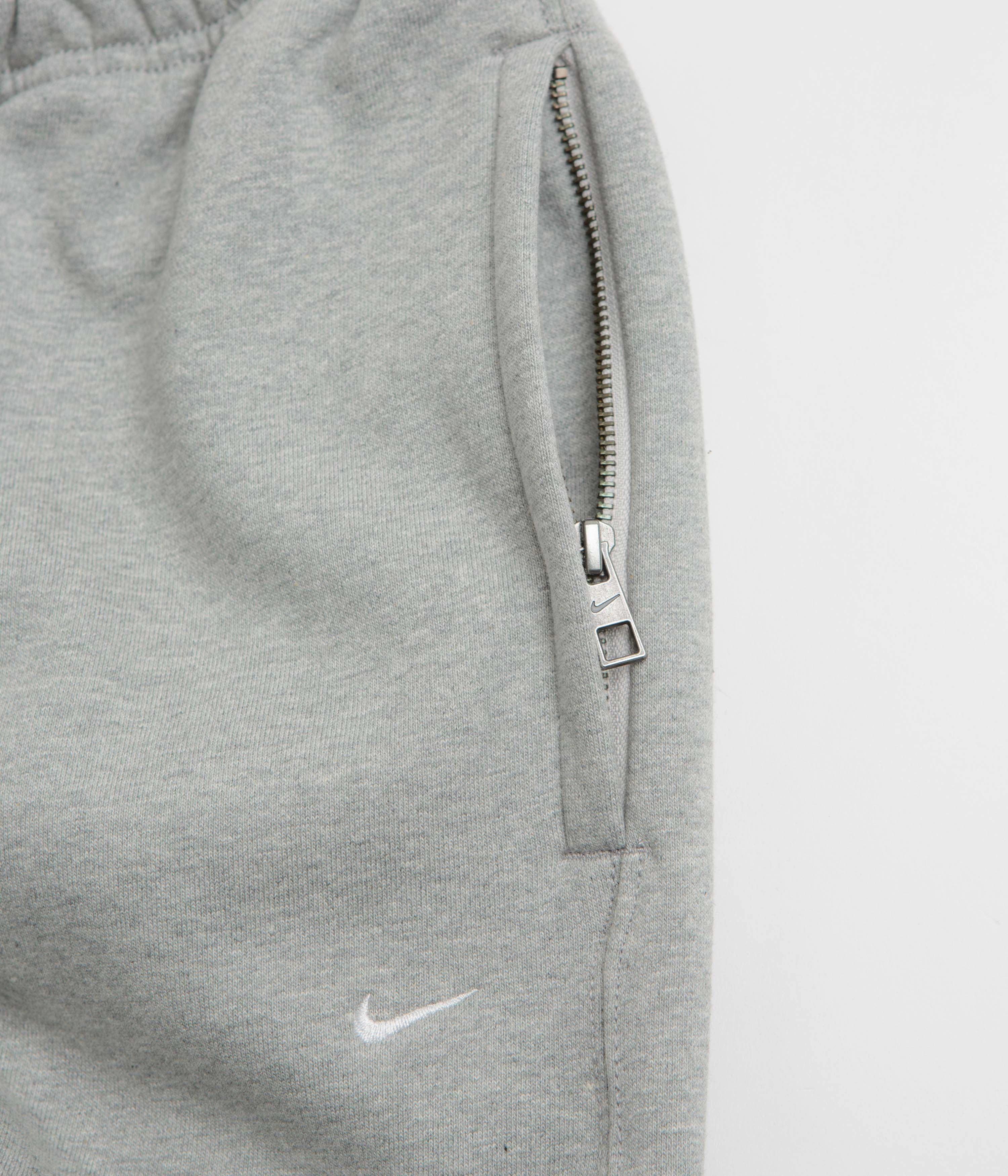 Nike Solo Swoosh Cuffed Sweatpants - Dark Grey Heather / Light Smoke Grey / White Stretch Movement Flexible Gusset