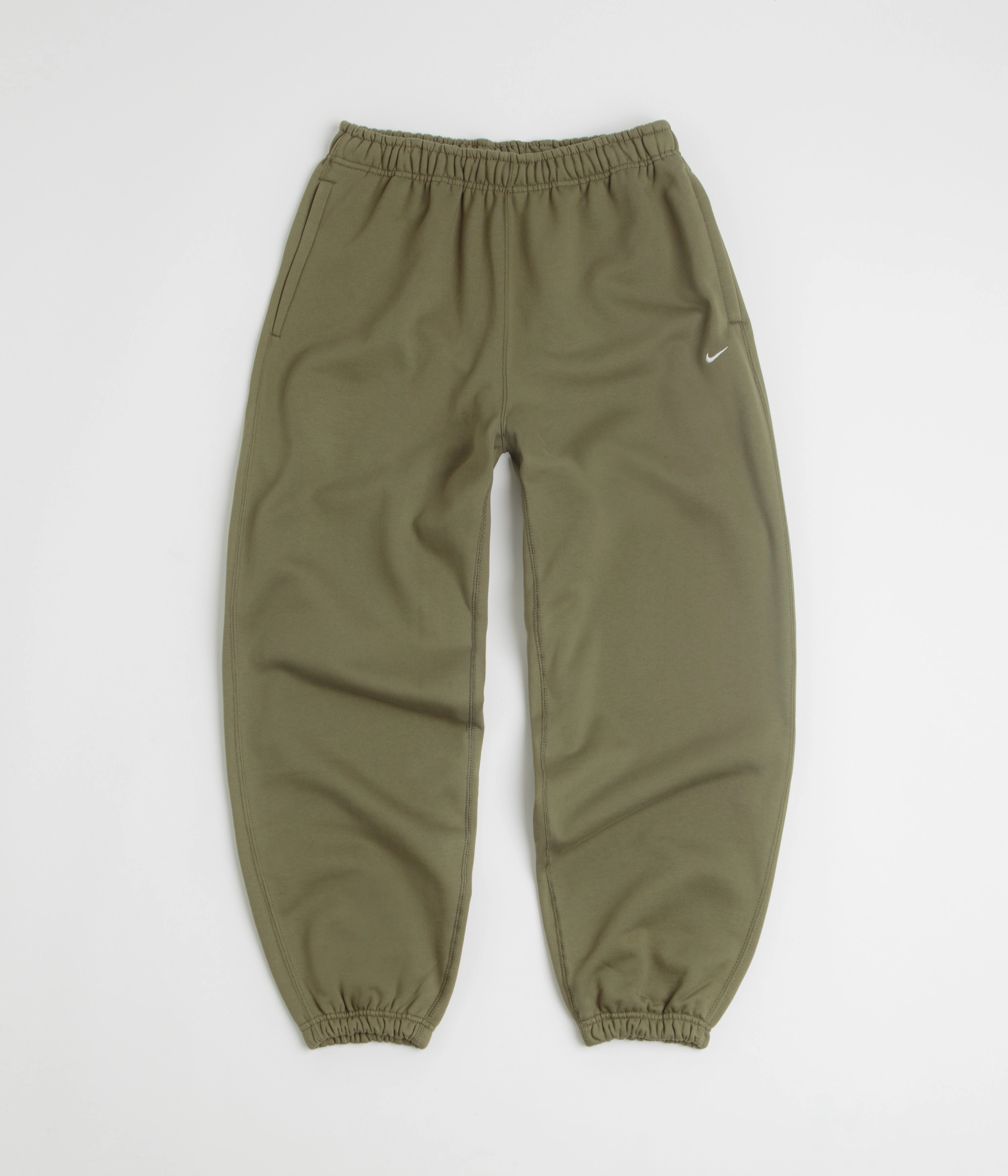 Nike Solo Swoosh Cuffed Sweatpants - Medium Olive / Medium Olive / White Tailored Fit Comfy Shape