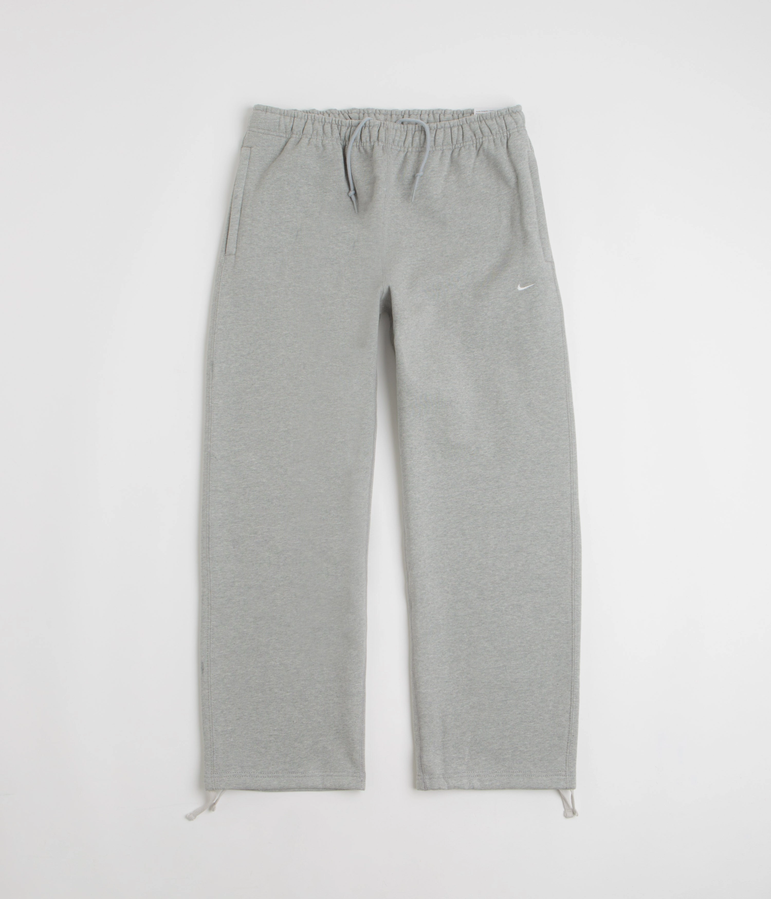 Nike Solo Swoosh Open Hem Sweatpants - Dark Grey Heather / Light Smoke Grey / White Relaxed Look Lightweight Layer