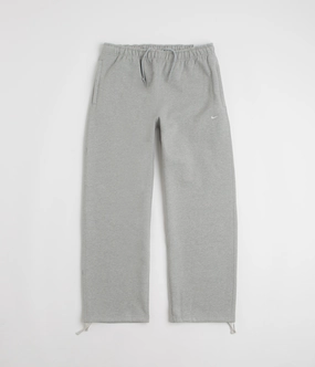 Nike Solo Swoosh Open Hem Sweatpants - Dark Grey Heather / Light Smoke Grey / White Relaxed Look Lightweight Layer