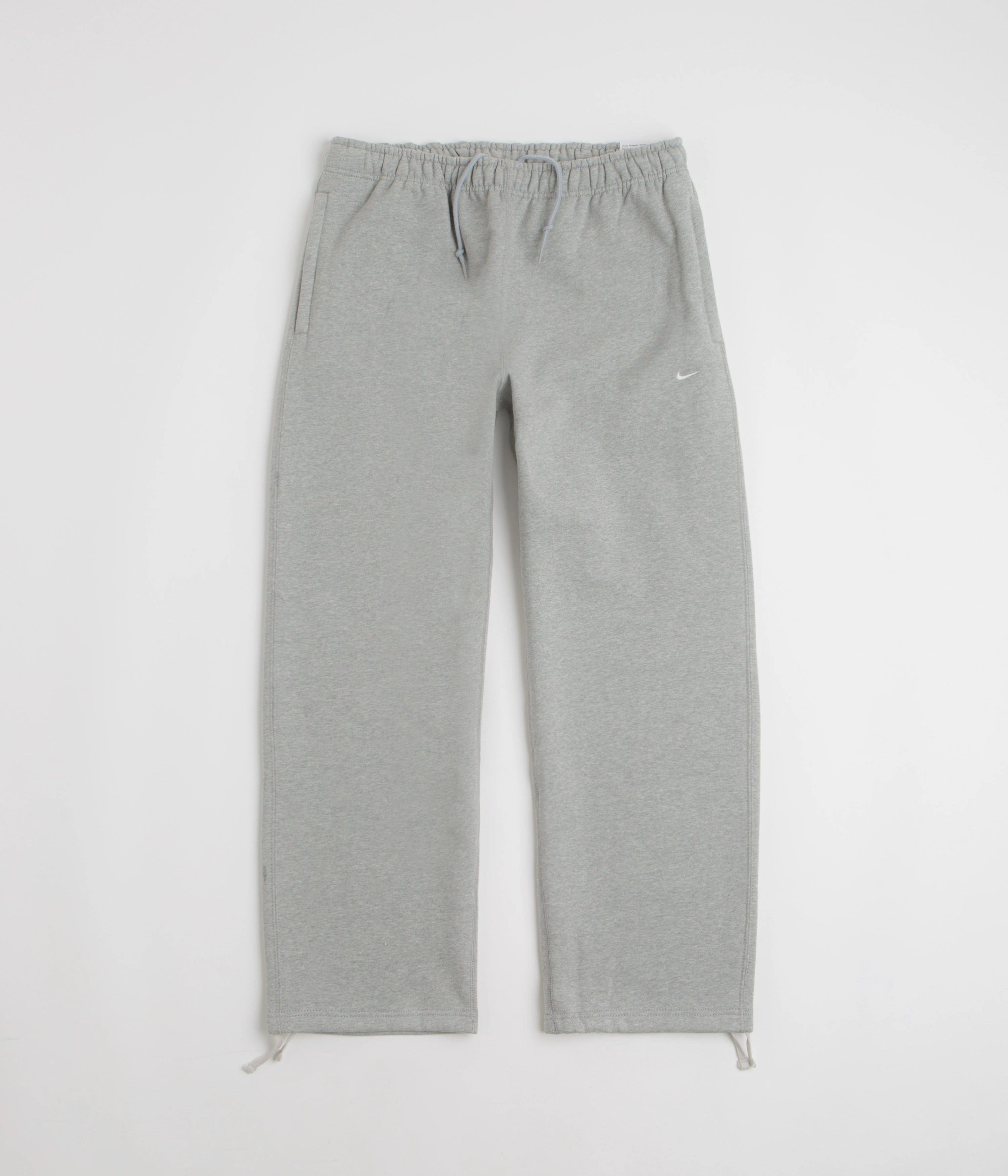 Nike Solo Swoosh Open Hem Sweatpants - Dark Grey Heather / Light Smoke Grey / White Slim Look Fit Durable Stitching