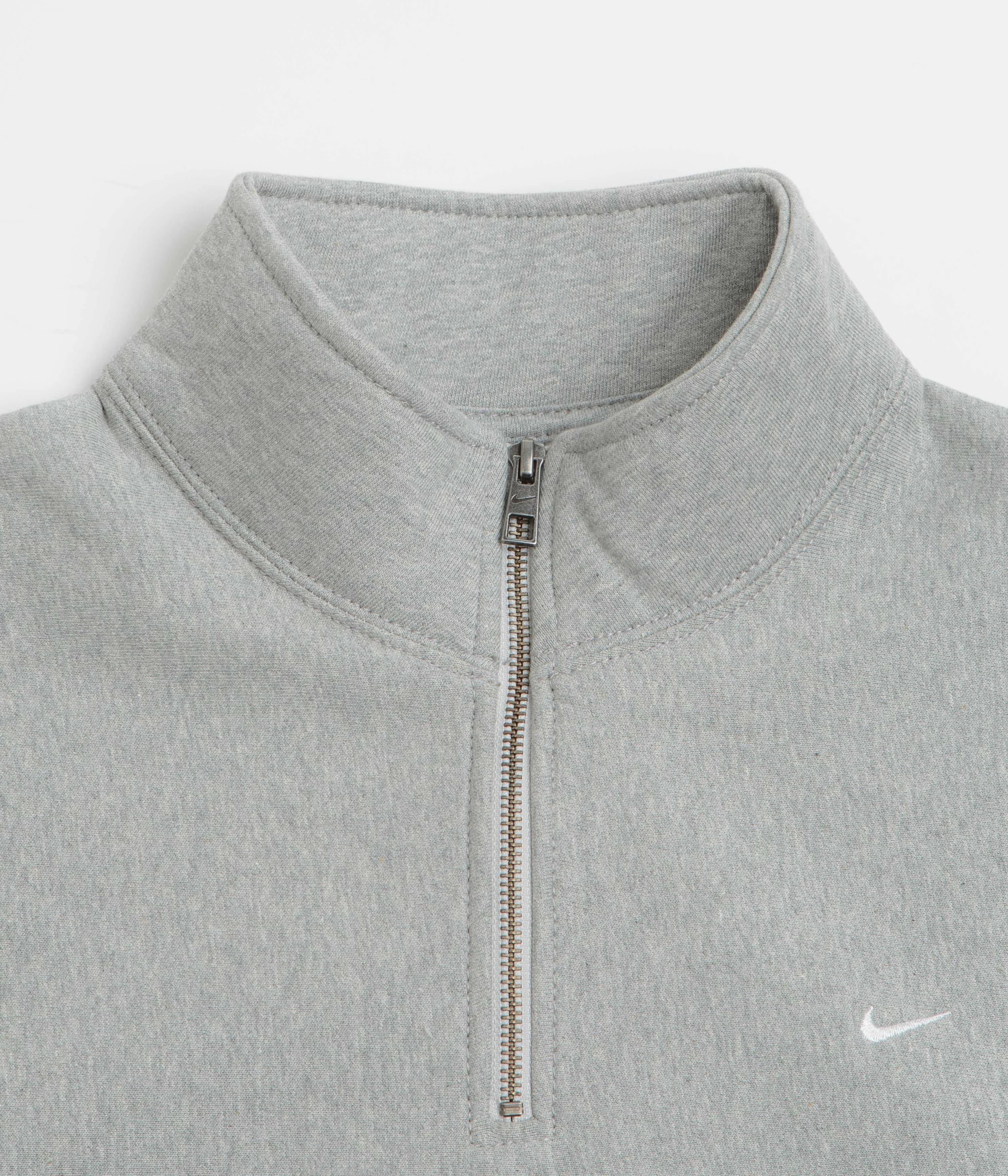 Vintage Wash Finish Comfy Layering Nike Solo Swoosh Quarter Zip Sweatshirt - Dark Grey Heather / White