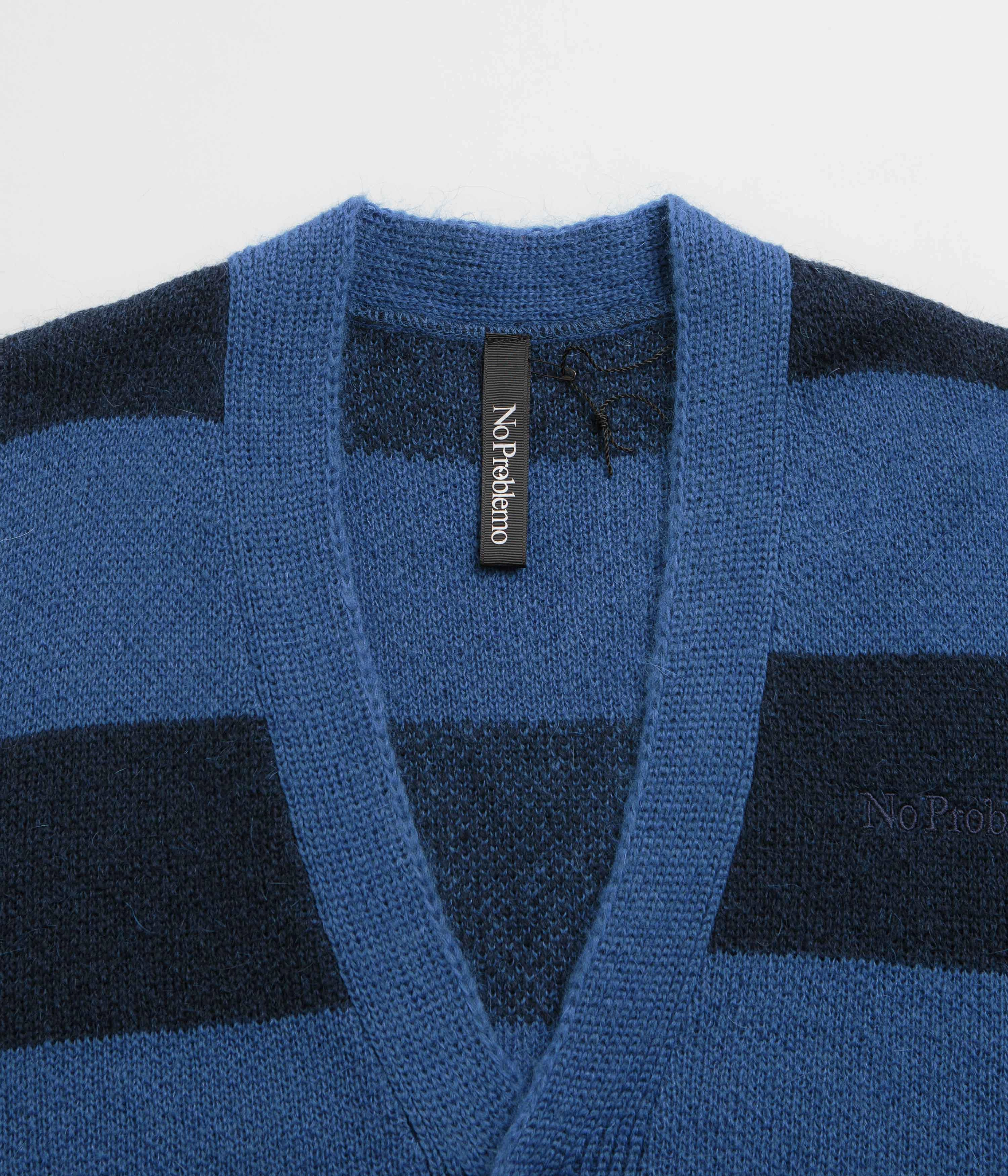 No Problemo Striped Mohair Oversized Cardigan - Blue Multi Low Maintenance Fabric Light Reflective Trim