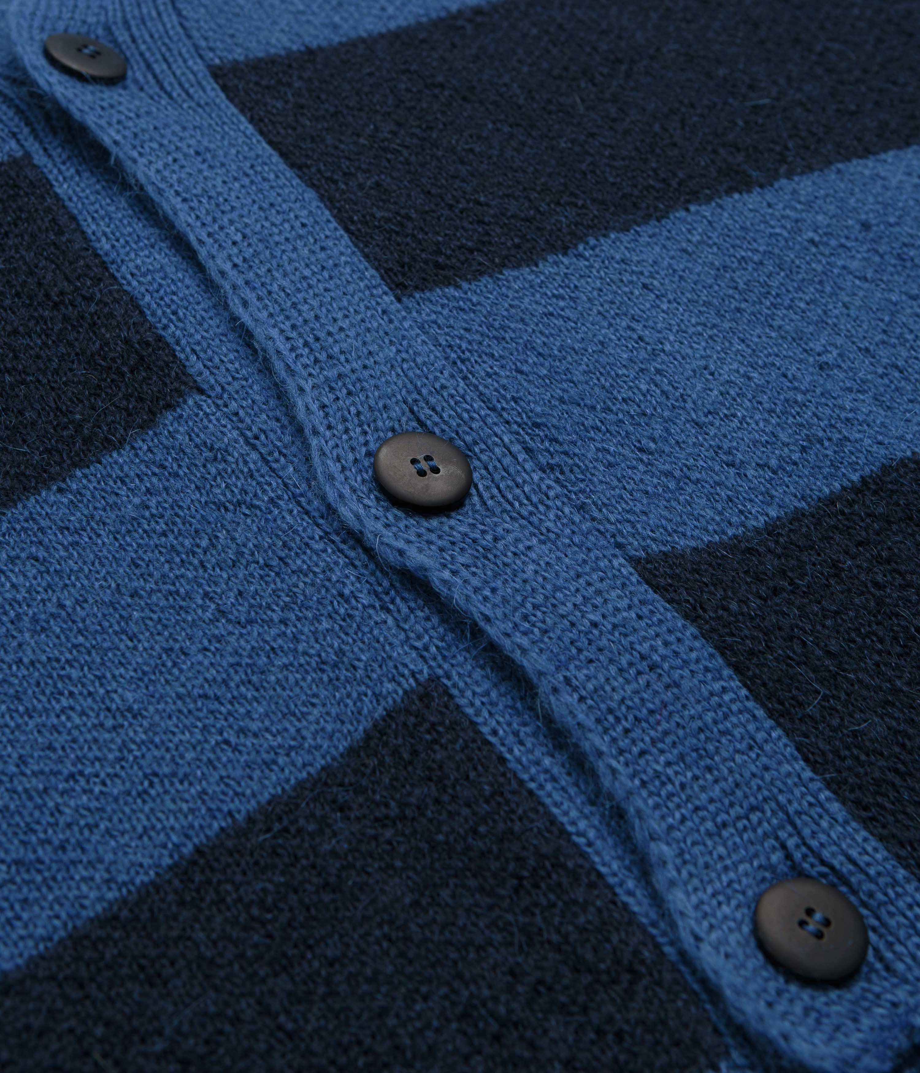 Comfortable Knit Trendy Comfort No Problemo Striped Mohair Oversized Cardigan - Blue Multi