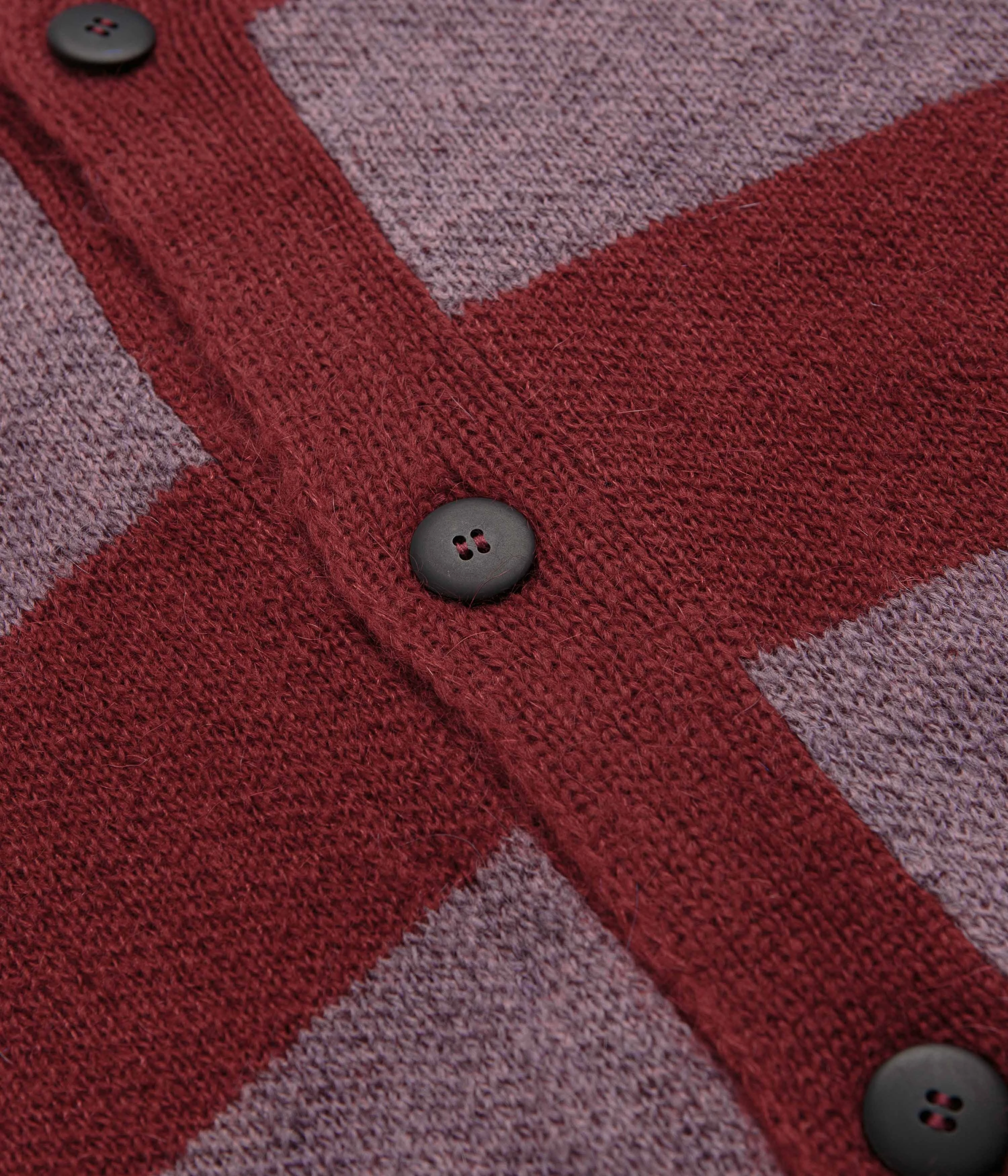 Comfy Knitwear Look Ribbed Hem Detailing No Problemo Striped Mohair Oversized Cardigan - Burgundy Multi