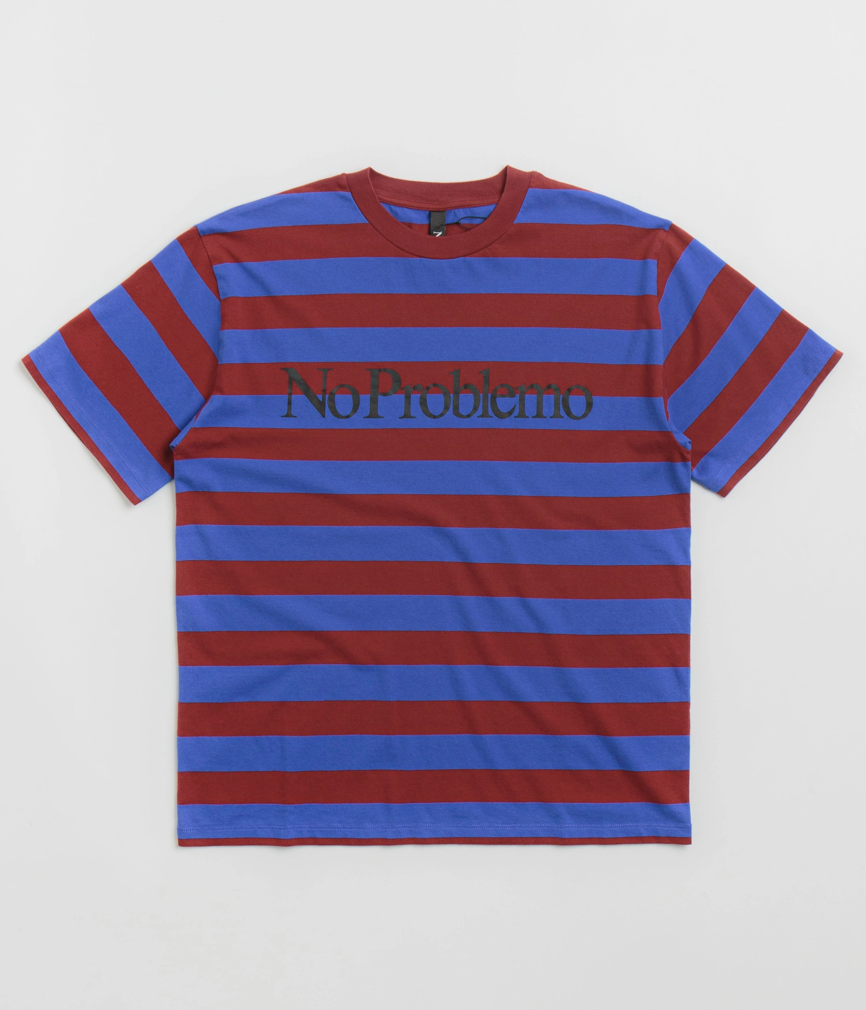 No Problemo Striped T-Shirt - Burgundy Multi Relaxed Smart