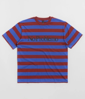 No Problemo Striped T-Shirt - Burgundy Multi Anti Bacterial Treatment Best Seller