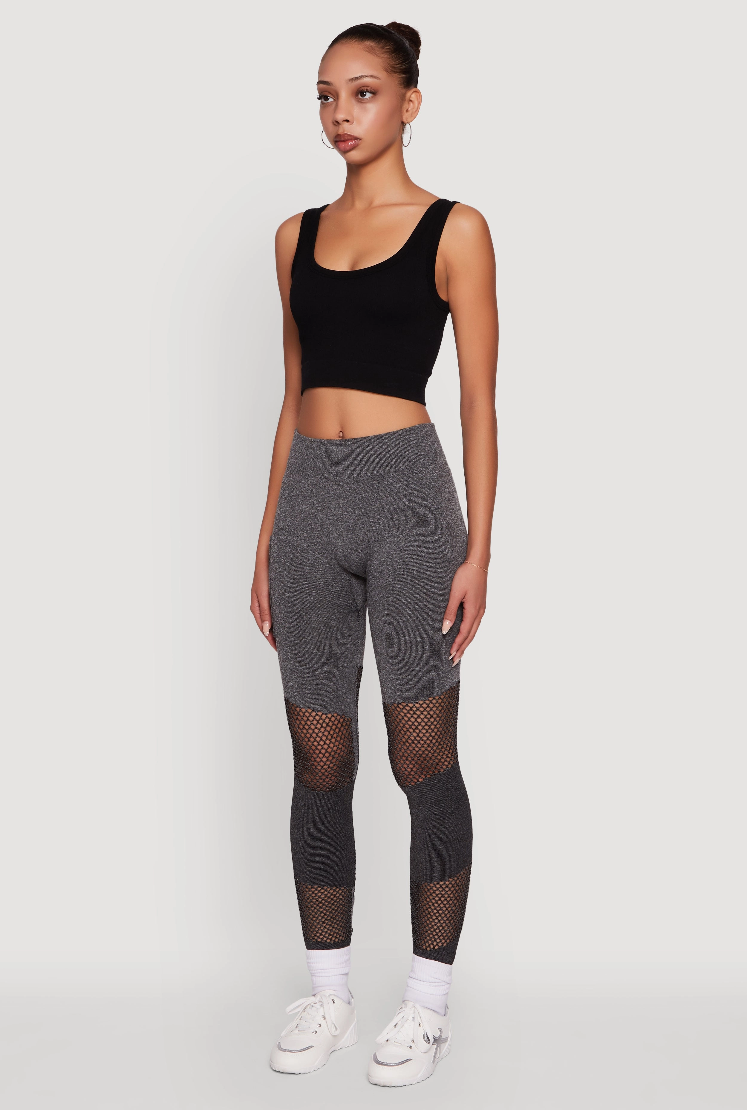 Laser Cut Color Block Leggings with Cell Phone Pocket Ultra light Gym Comfort