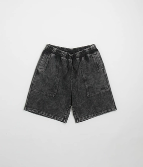 Anti Odor Technology Lace trim Dime Cyclone French Terry Shorts - Black Snow Washed