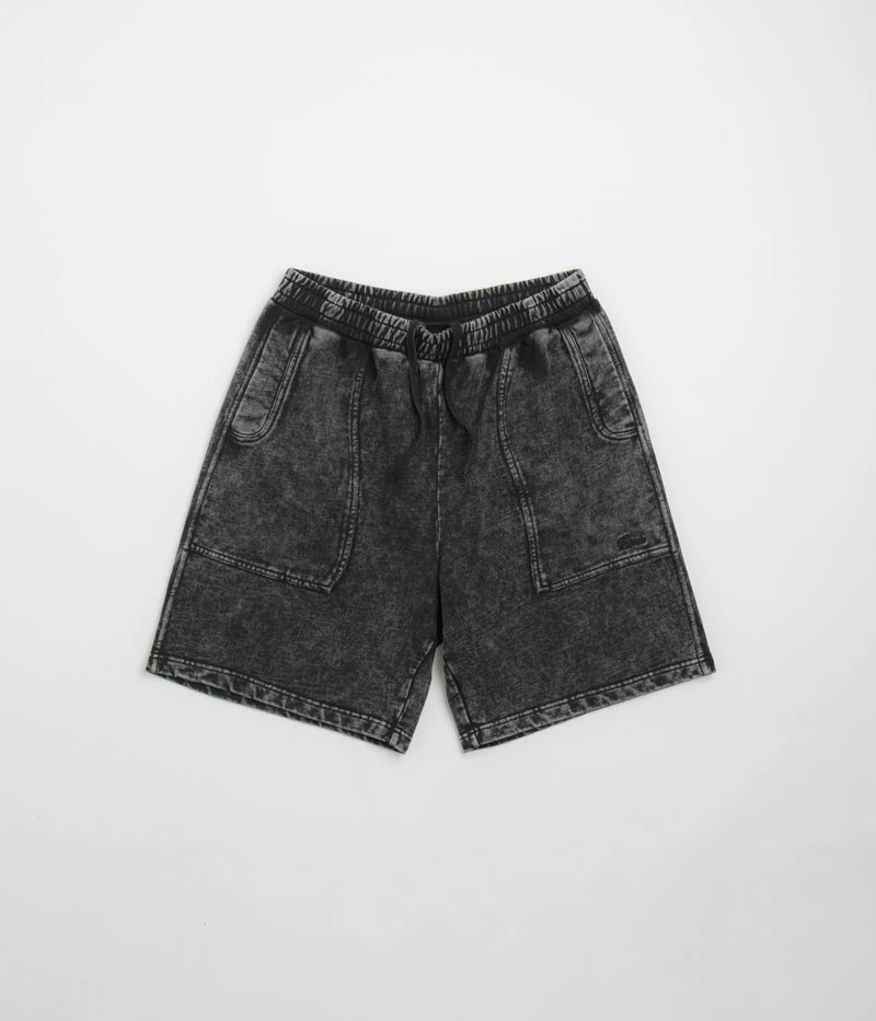Anti Odor Technology Lace trim Dime Cyclone French Terry Shorts - Black Snow Washed