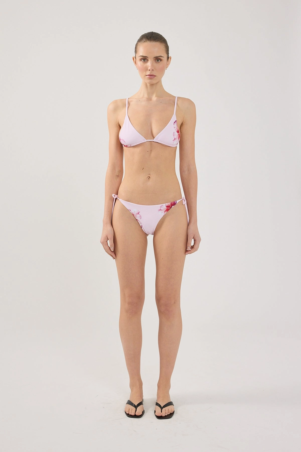 Perfect Stranger Zimi Flower Tie Bikini Top Pink Flat Lock Stitching