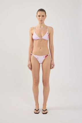 Perfect Stranger Zimi Flower Tie Bikini Top Pink Flat Lock Stitching