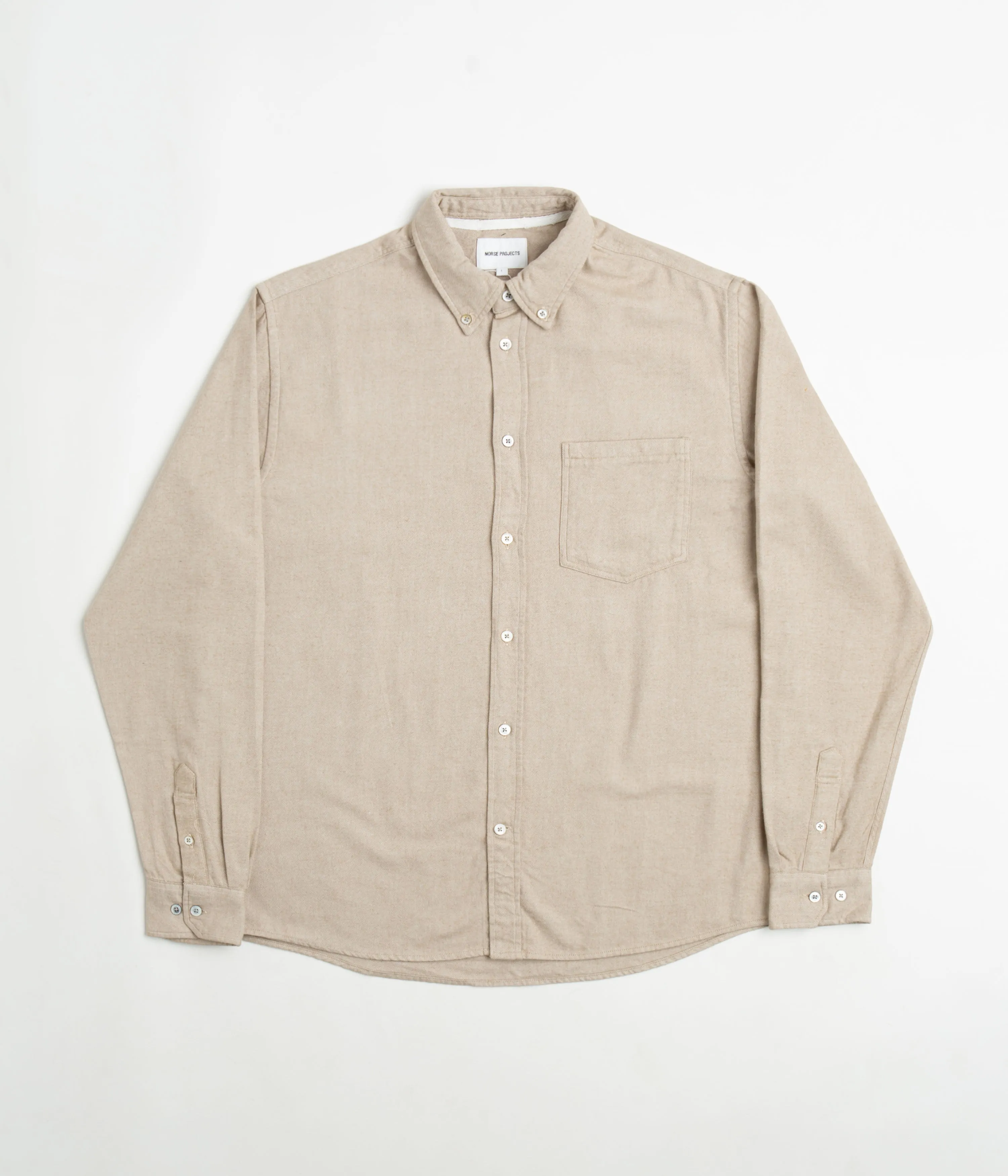 Norse Projects Anton Organic Flannel Shirt - Utility Khaki No Slip Shoulder Grip