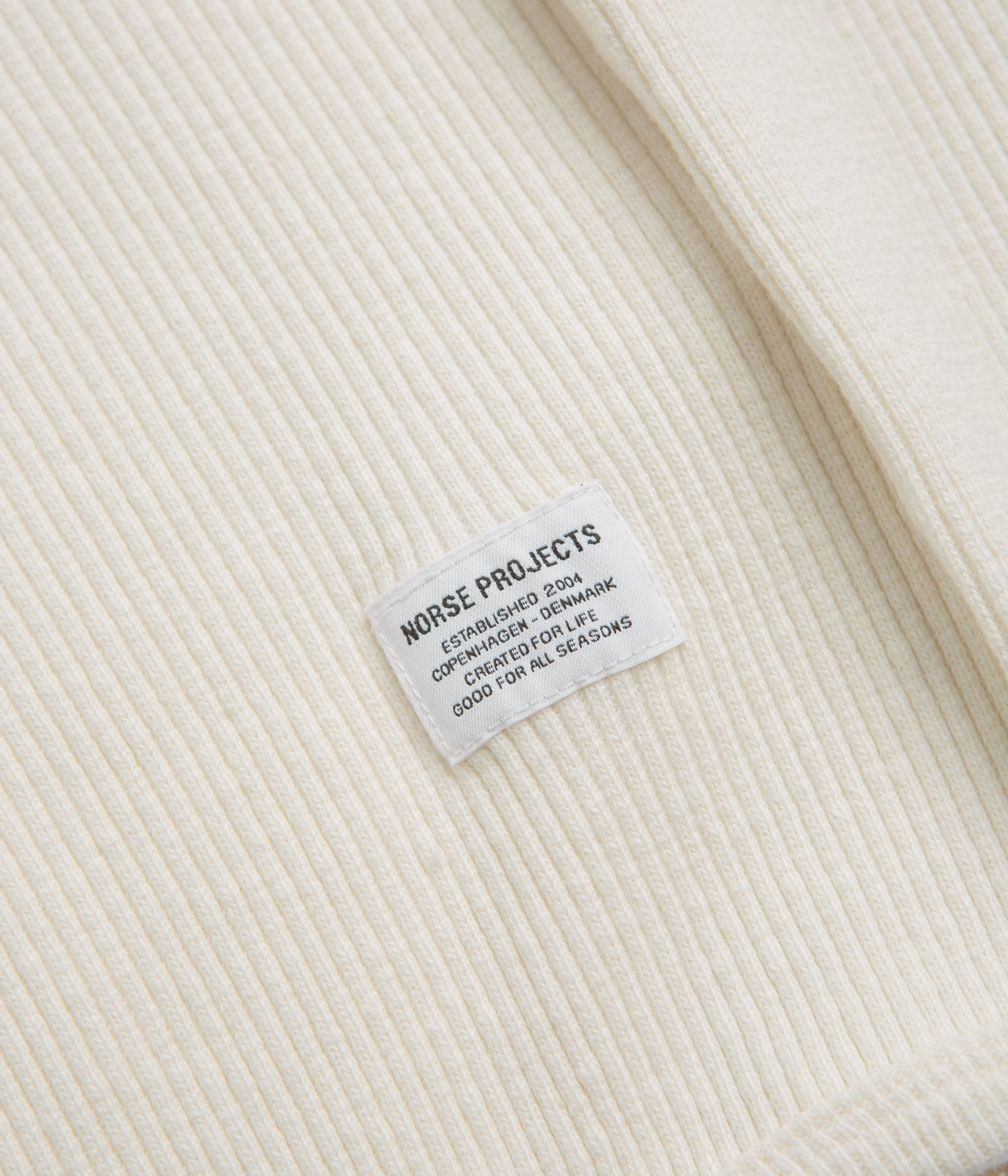Organic Cotton Non Toxic Printing Norse Projects Eske Military Rib Long Sleeve T-Shirt - Ecru