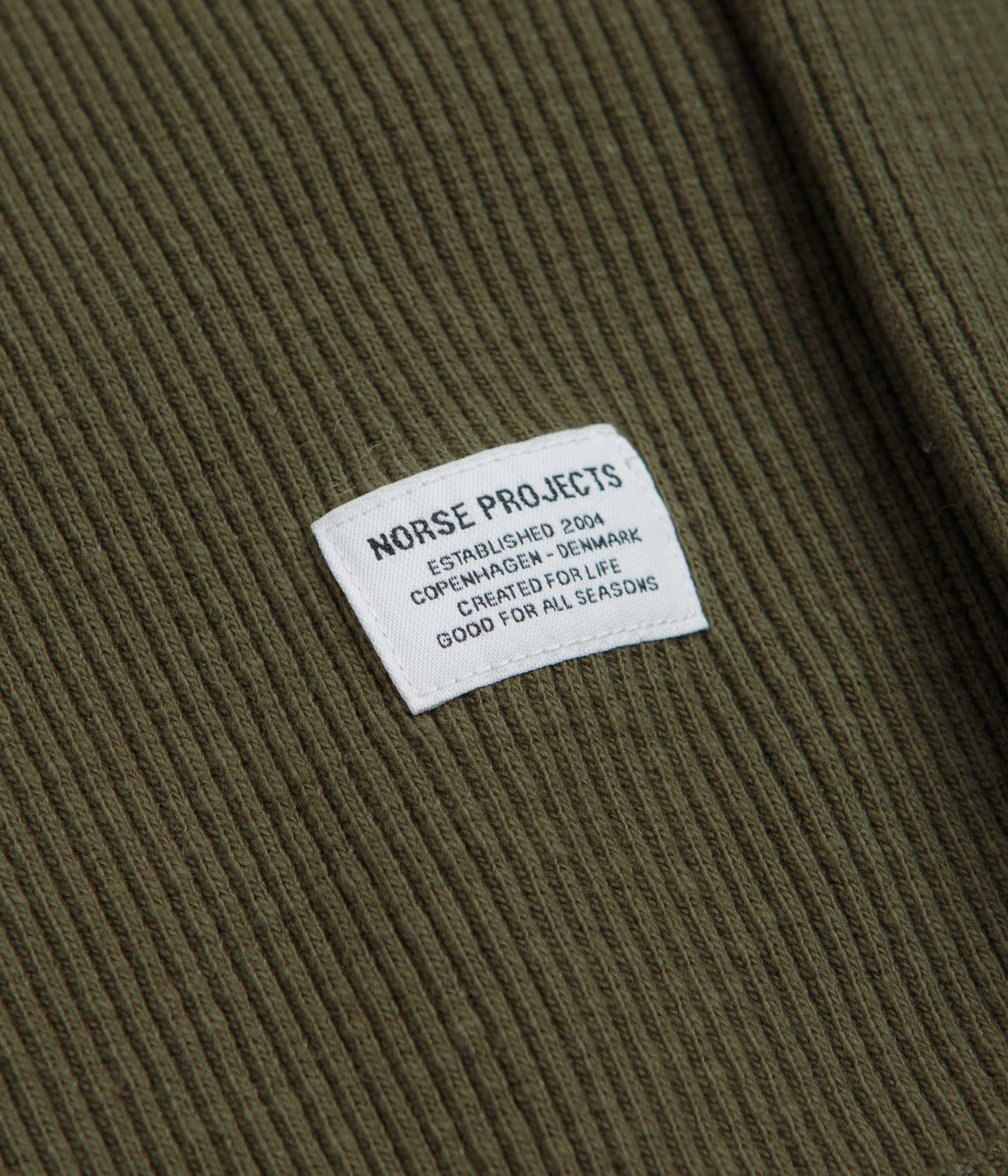 Easy and Relaxed Norse Projects Eske Military Rib Long Sleeve T-Shirt - Olive Night
