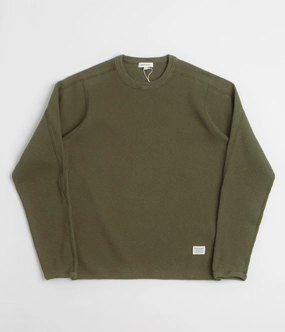 Norse Projects Eske Military Rib Long Sleeve T-Shirt - Olive Night Cozy Comfort