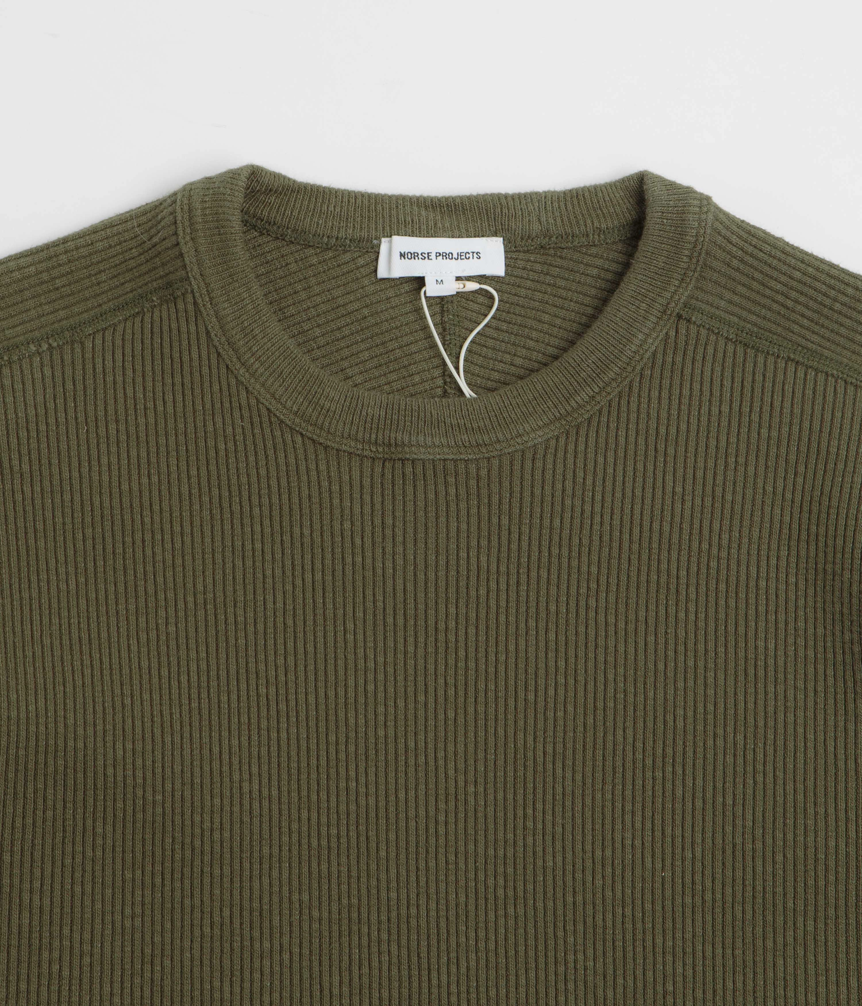 Chill Design Non Restrictive Fit Norse Projects Eske Military Rib Long Sleeve T-Shirt - Olive Night