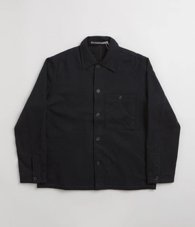 Norse Projects Folke Wool Overshirt - Dark Navy Anti Static Finish