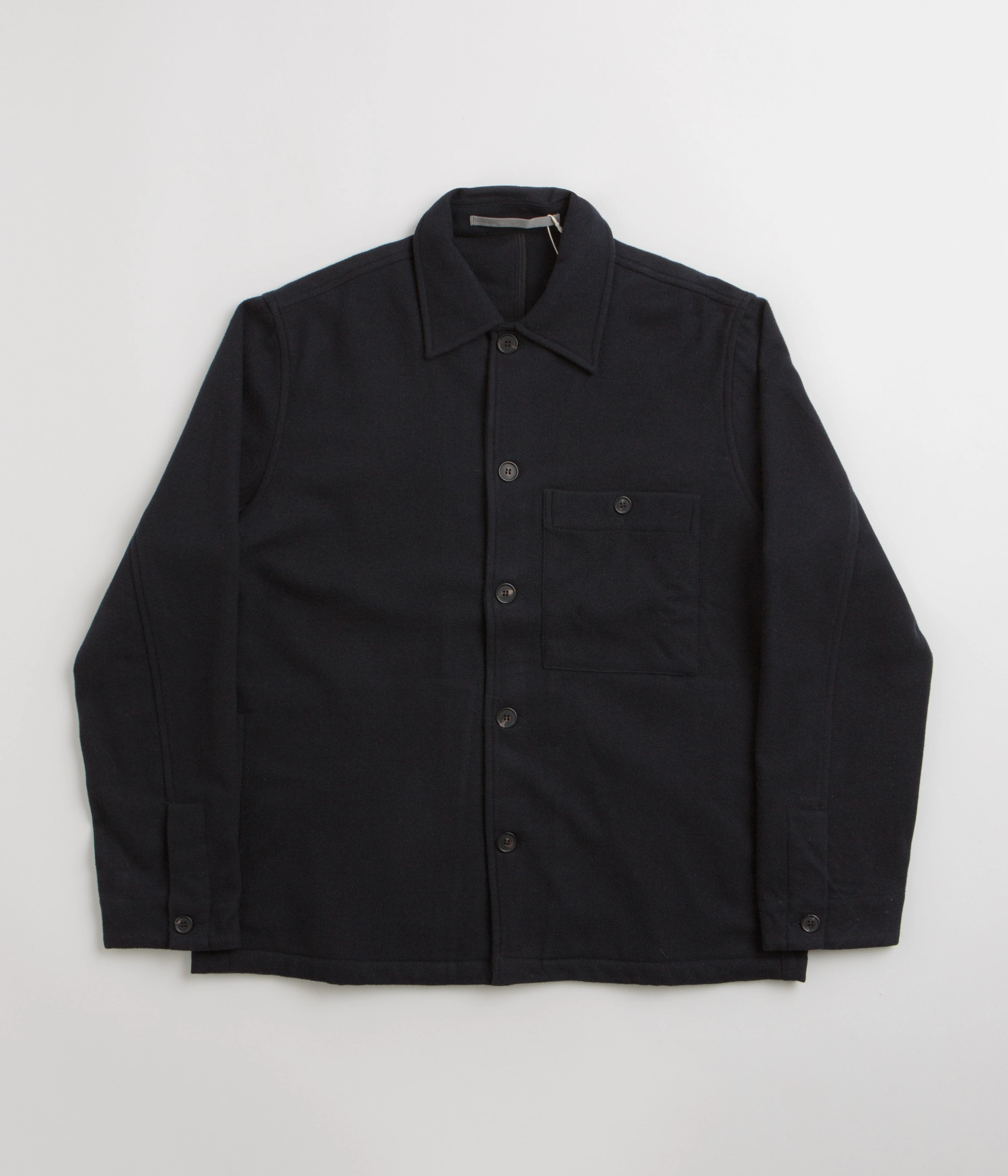 Sporty Fit Norse Projects Folke Wool Overshirt - Dark Navy
