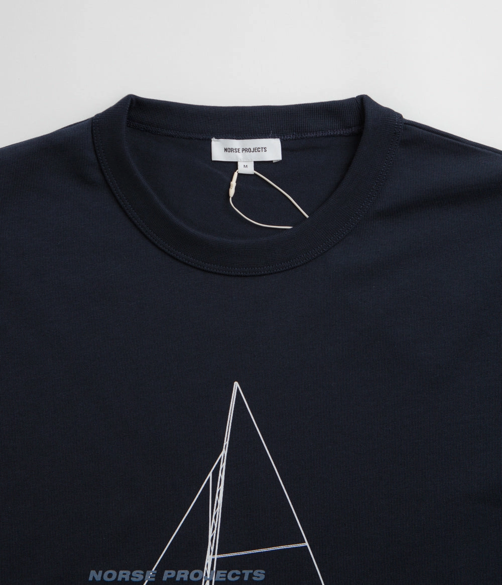 Wool combination Norse Projects Holger Organic Boat Print T-Shirt - Dark Navy
