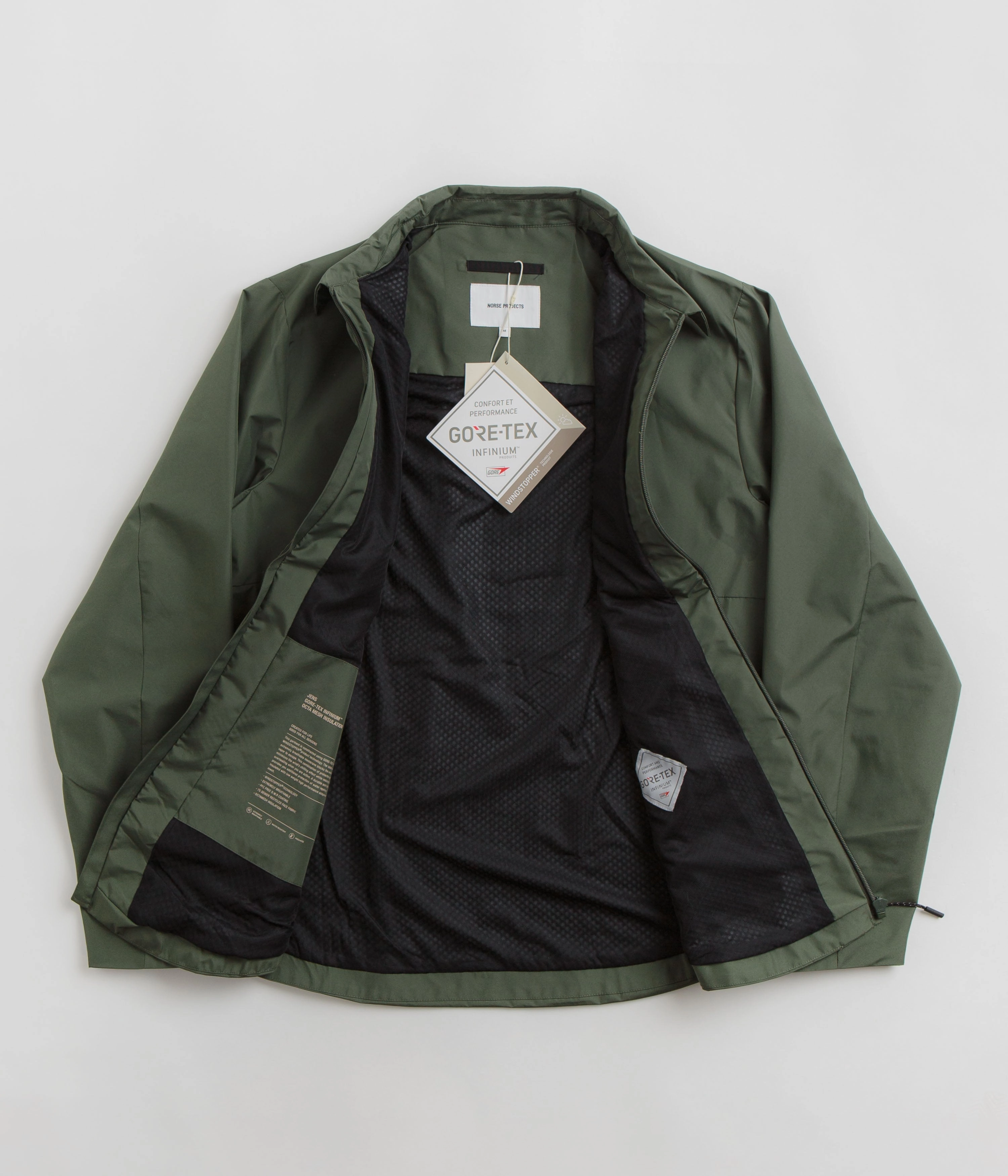 Norse Projects Jens Gore-Tex Infinium Insulated Shirt Jacket - Spruce Green Thick Insulation