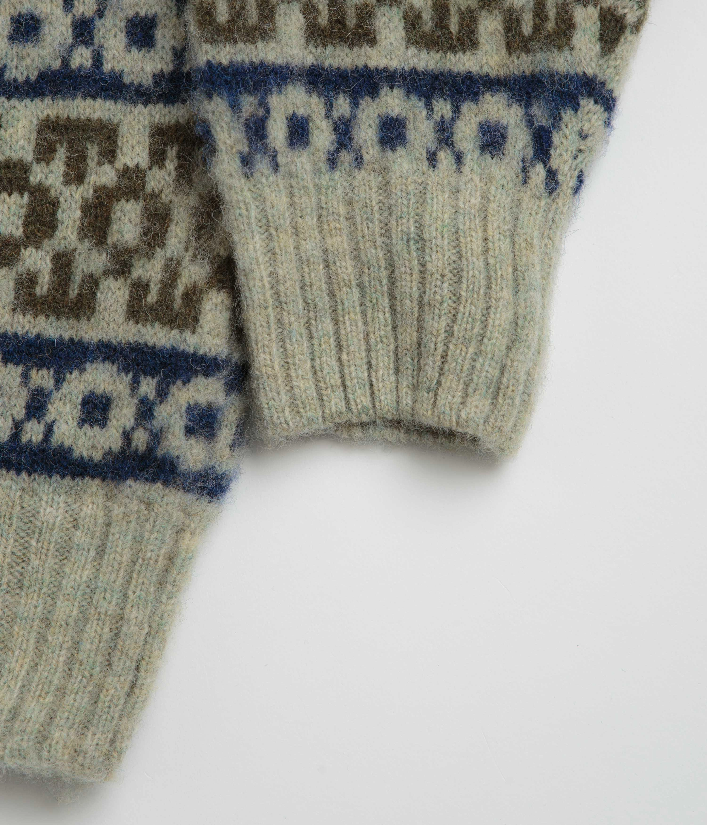 Soft and Cozy Knit Cold Weather Wear Norse Projects Jonas Scottish Lambswool Fair Isle Sweatshirt - Elm