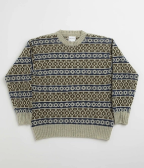Everyday Comfort Wear Norse Projects Jonas Scottish Lambswool Fair Isle Sweatshirt - Elm
