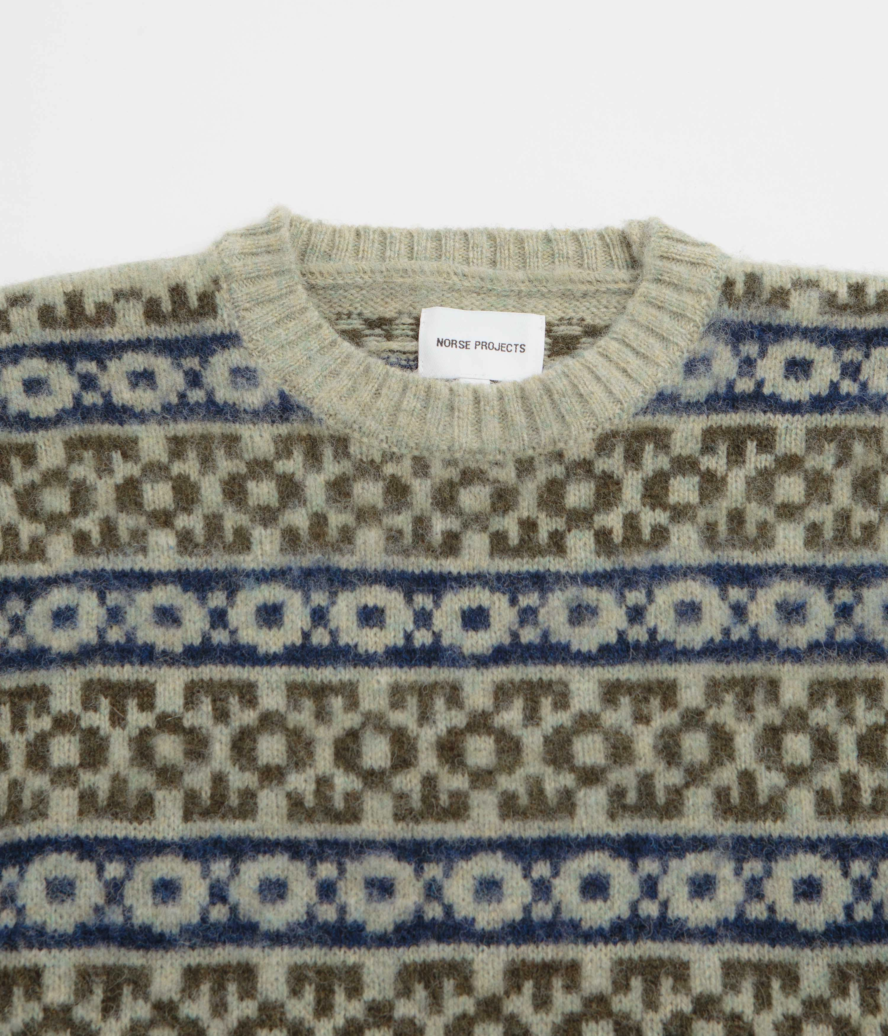 Sophisticated Look Norse Projects Jonas Scottish Lambswool Fair Isle Sweatshirt - Elm