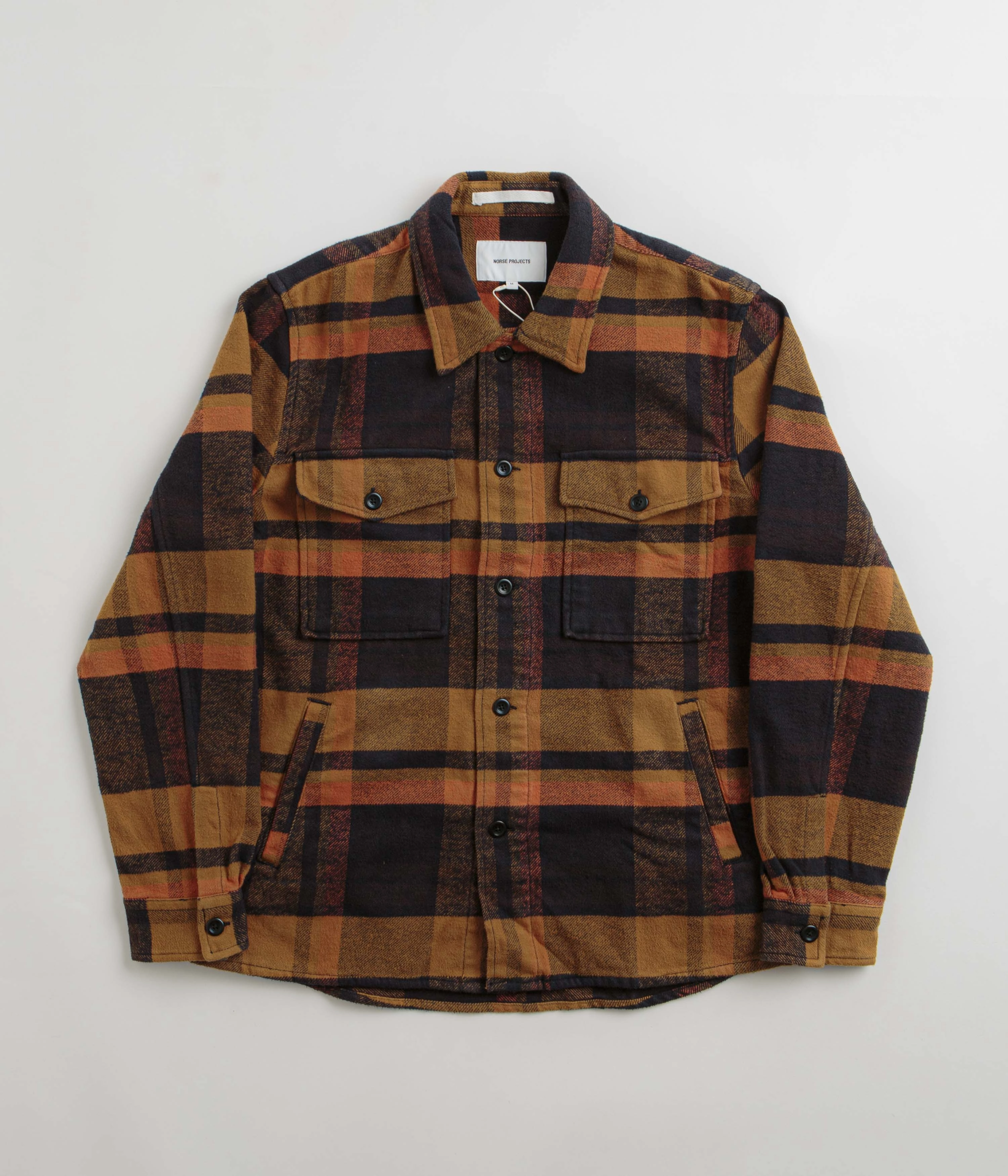 Light Reflective Zippers Recycled Polyester Norse Projects Julian Organic Heavy Twill Overshirt - Dark Navy