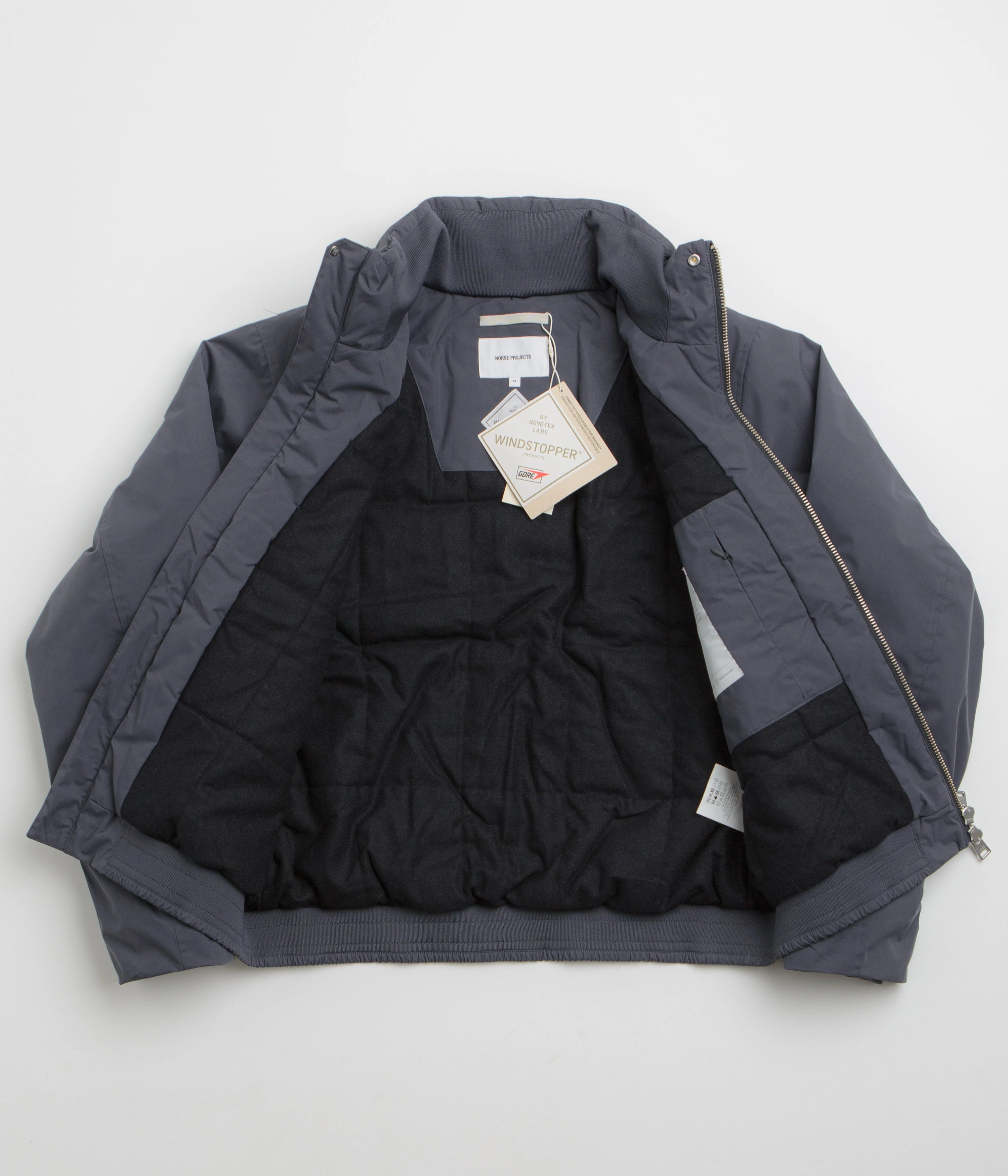 Norse Projects Kastrup Gore-Tex Bomber Jacket - Graphite Velcro Fasten