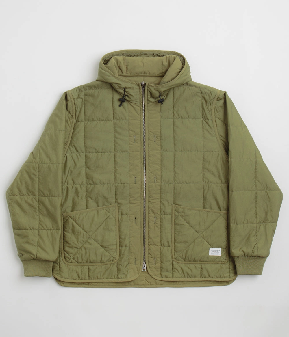 Cozy Layering Norse Projects Military Hooded Liner Jacket - Moss Green