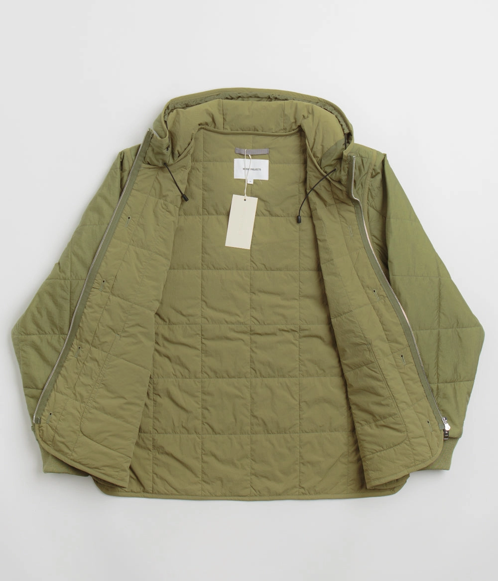Casual Fit Layer Stretchable Cuffs Norse Projects Military Hooded Liner Jacket - Moss Green