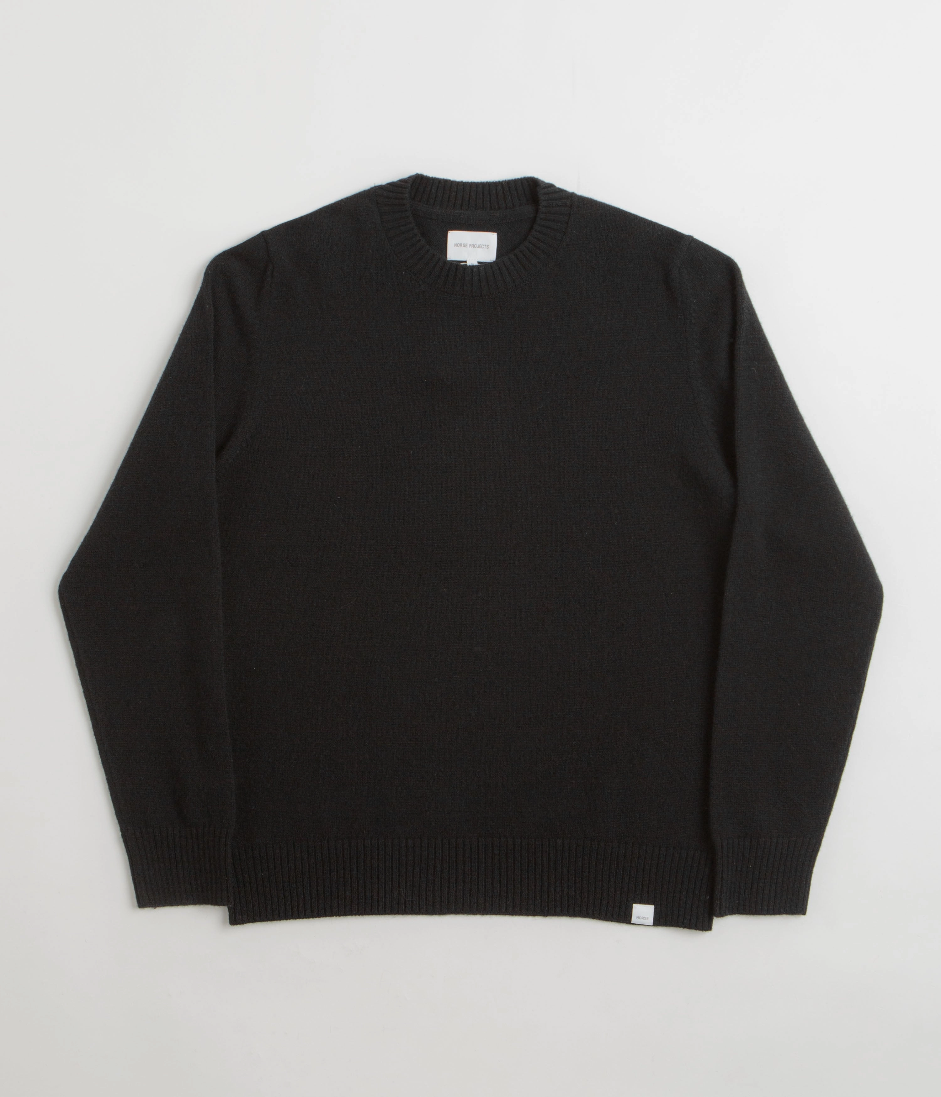 Norse Projects Standard Merino Crewneck Sweatshirt - Black Textured Fabric