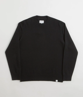 Norse Projects Standard Merino Crewneck Sweatshirt - Black Textured Fabric