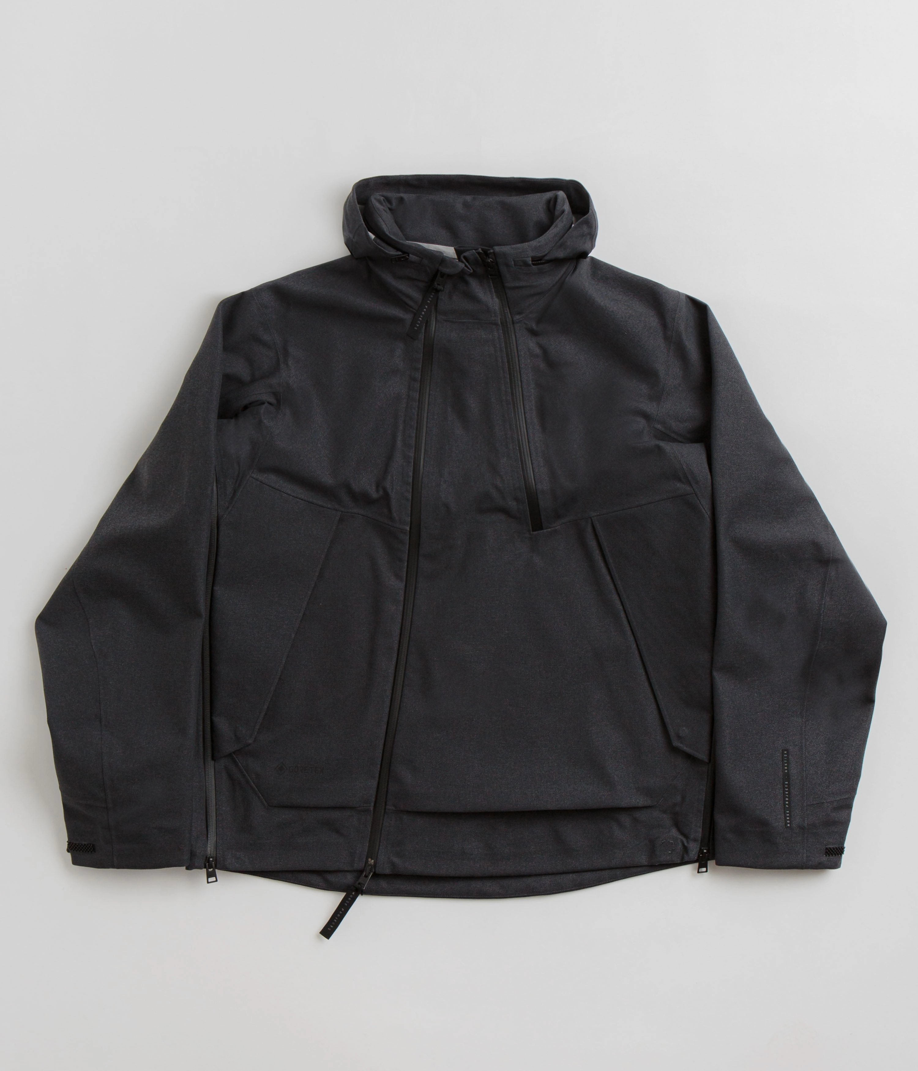 Norse Projects Textured Twill Gore-Tex 3L Stand Collar Jacket - Charcoal Grey Wrinkle resistant fabric
