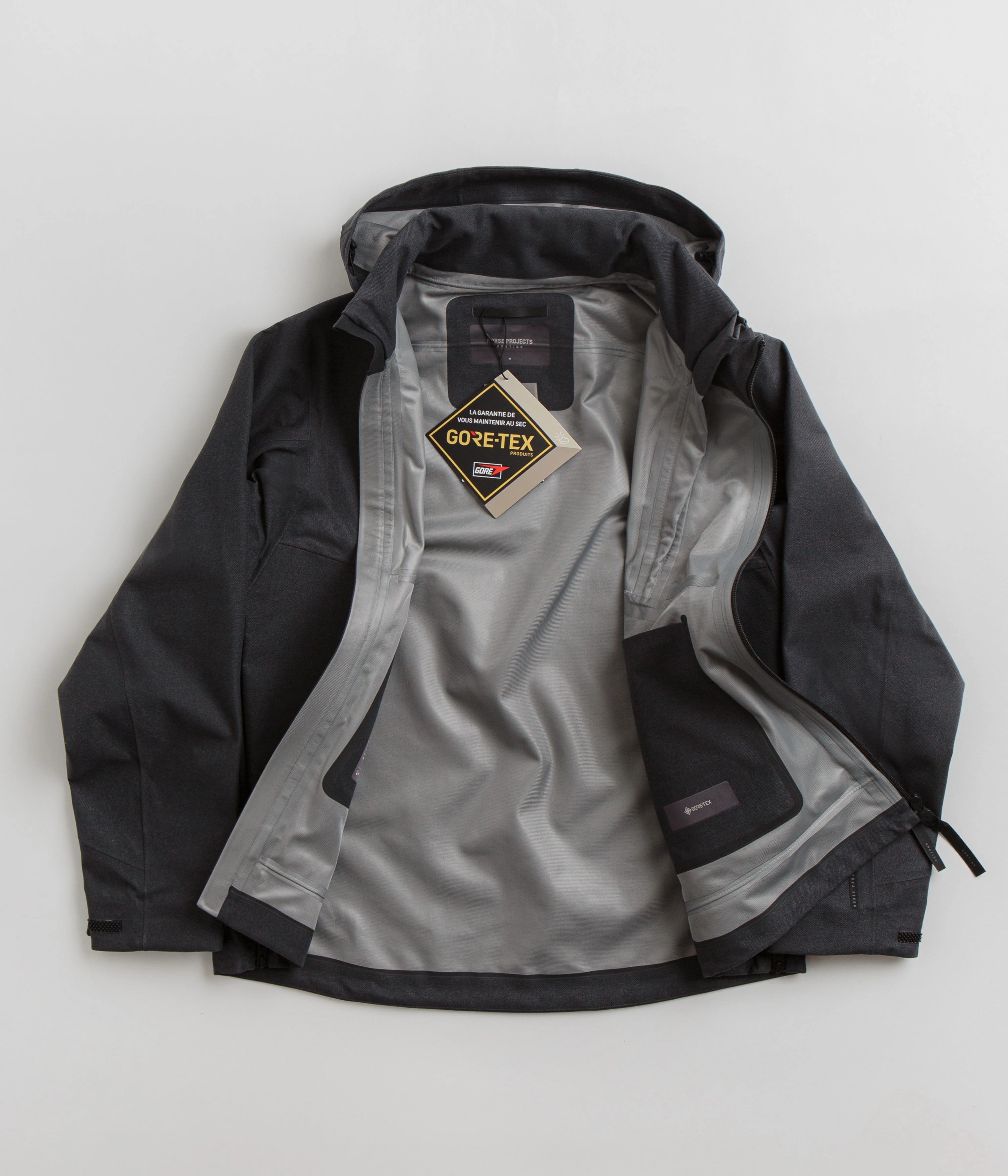 Modern Aesthetic Norse Projects Textured Twill Gore-Tex 3L Stand Collar Jacket - Charcoal Grey