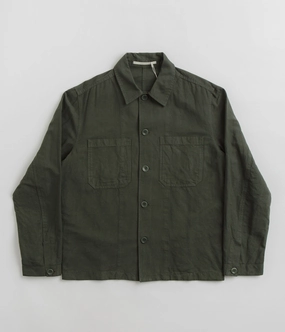 Norse Projects Tyge Cotton Linen Overshirt - Spruce Green Light Diffusing Fabric Weekend Ready Look