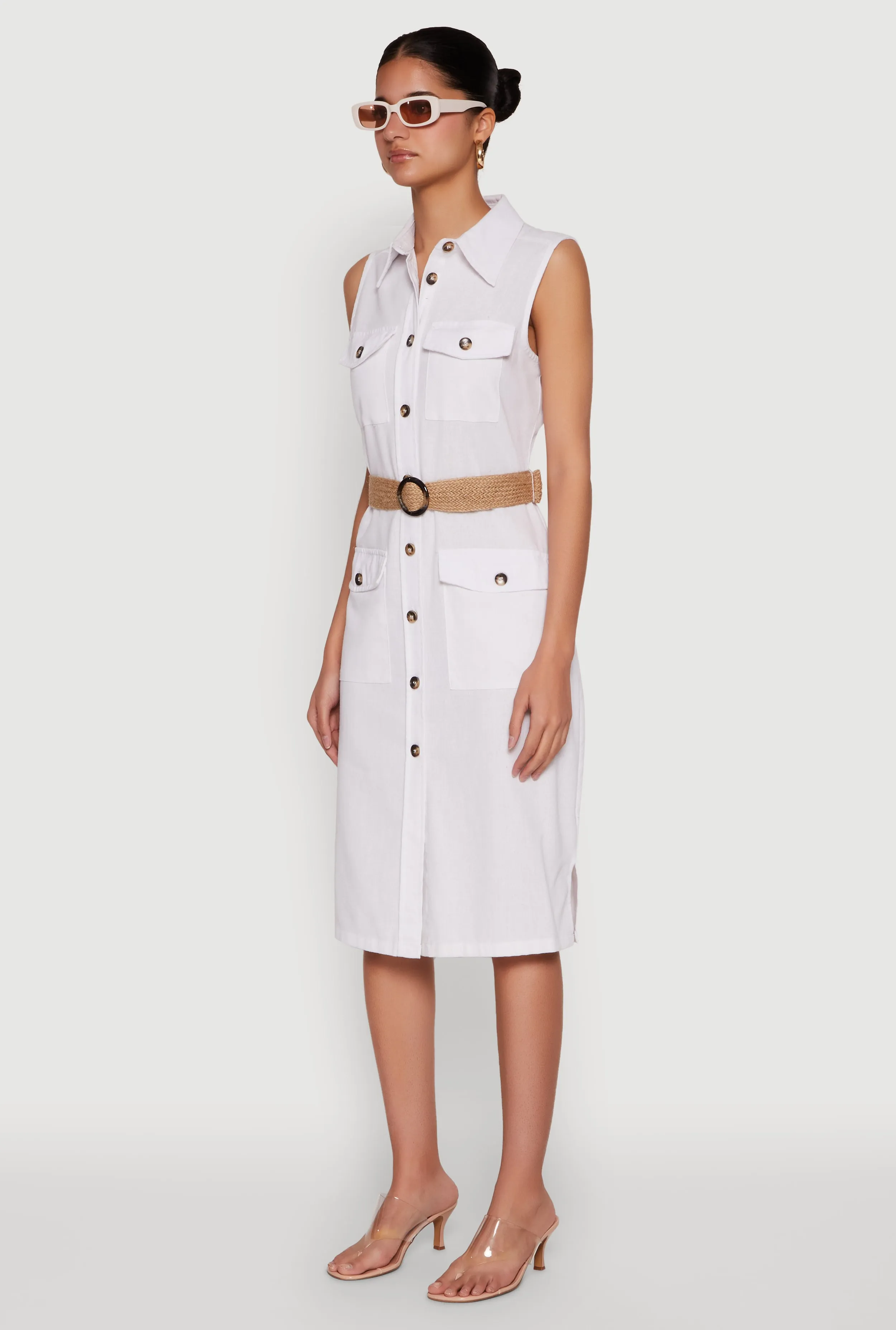 O Ring Belted Sleeveless Utility Dress Morning Glow Lawn Soft