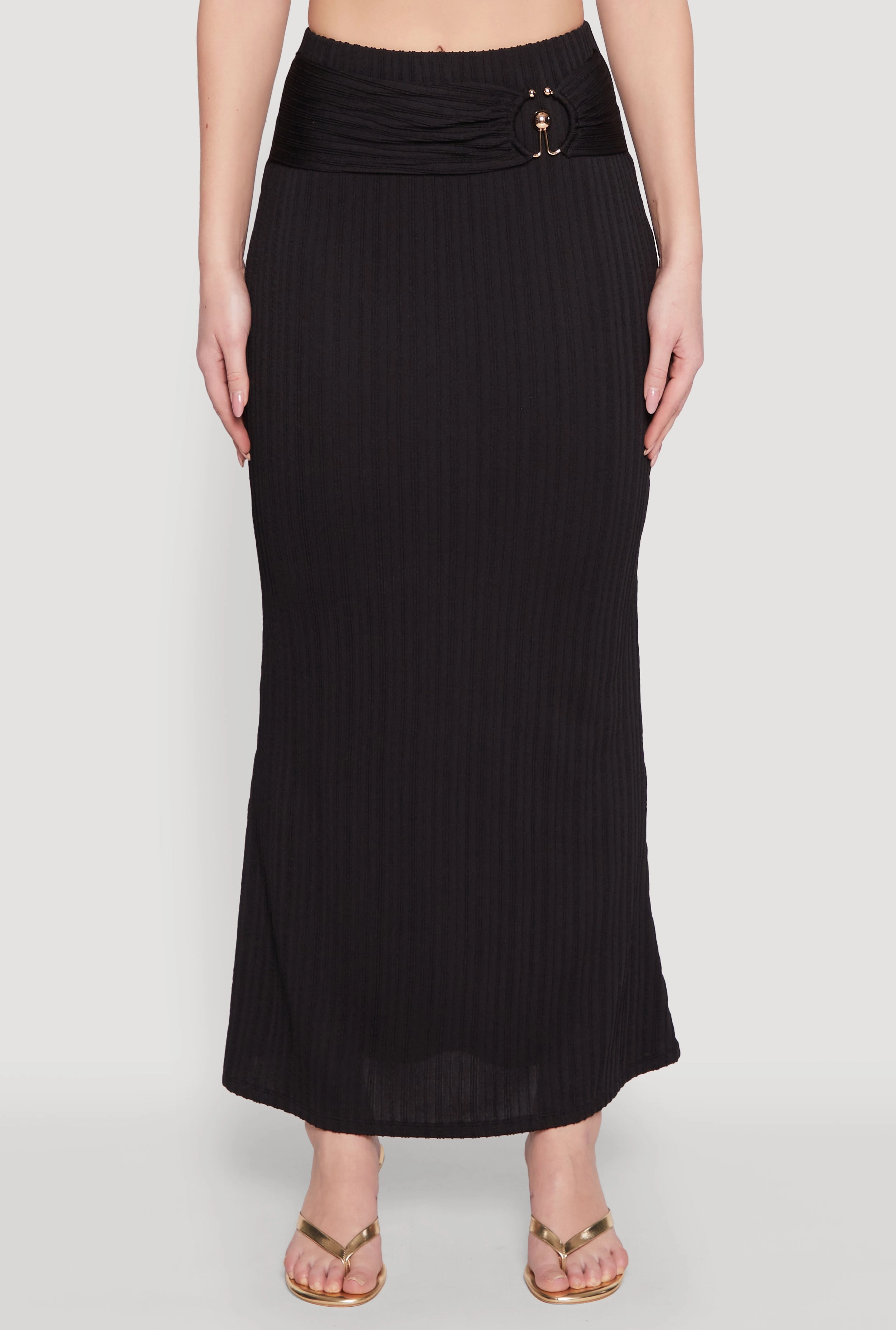 Breezy Flow O Ring Metallic Detail Maxi Skirt
