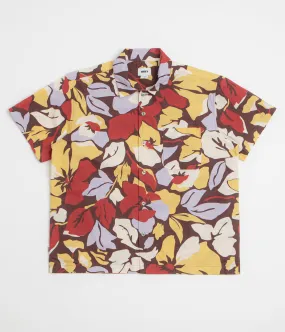 Contrast Stitch Tailored Cut Obey Maxwell Short Sleeve Shirt - Chocolate Multi