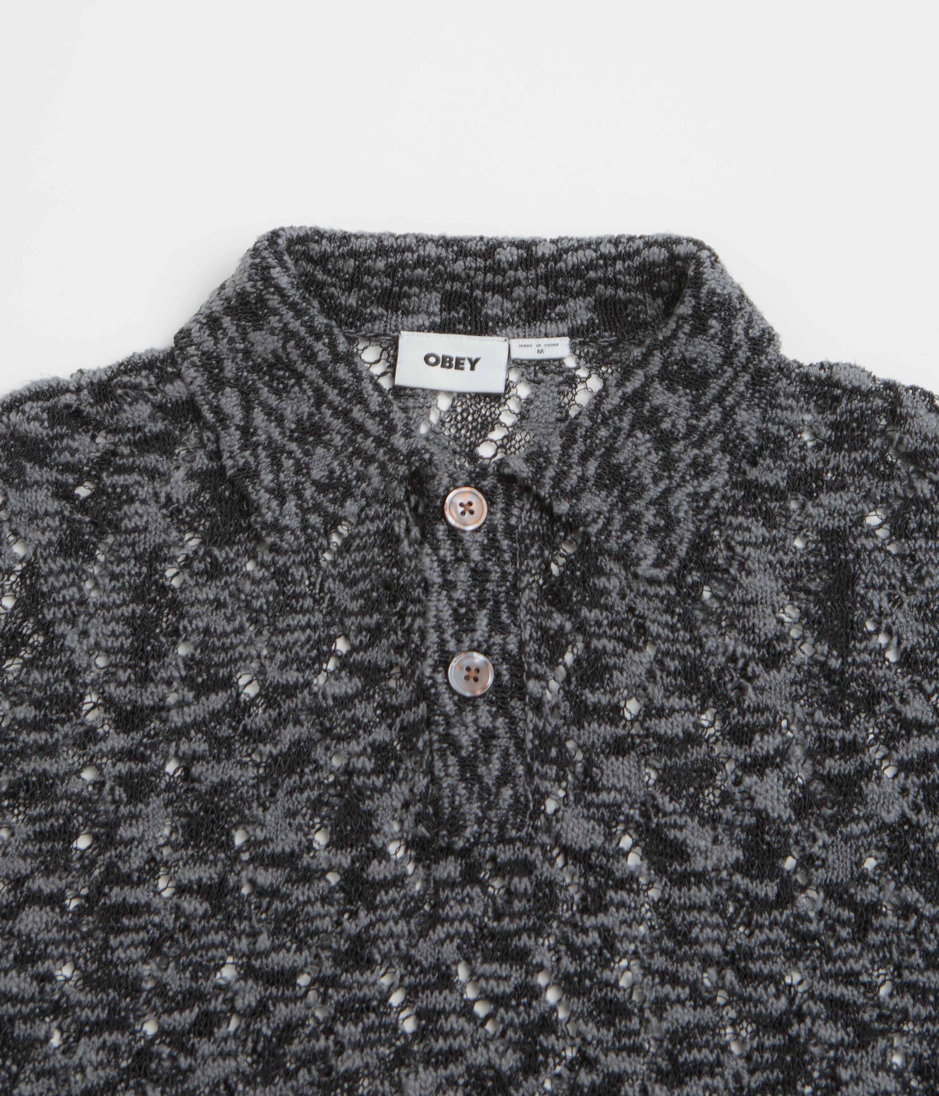 Obey Andre Polo Short Sleeve Sweatshirt - Black Oversized Fit