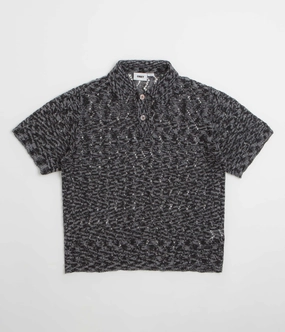 Cozy & Soft Drop Shoulder Obey Andre Polo Short Sleeve Sweatshirt - Black