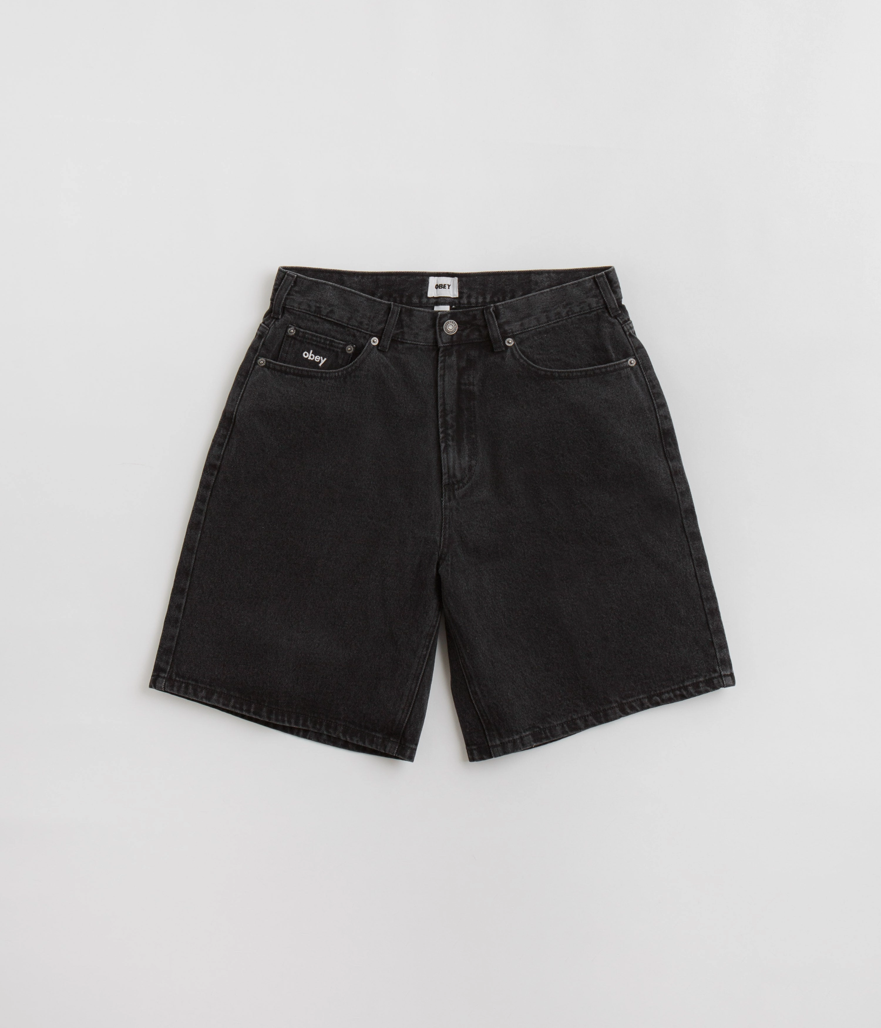 Outdoor Flex Obey Bigwig Baggy Denim Shorts - Faded Black