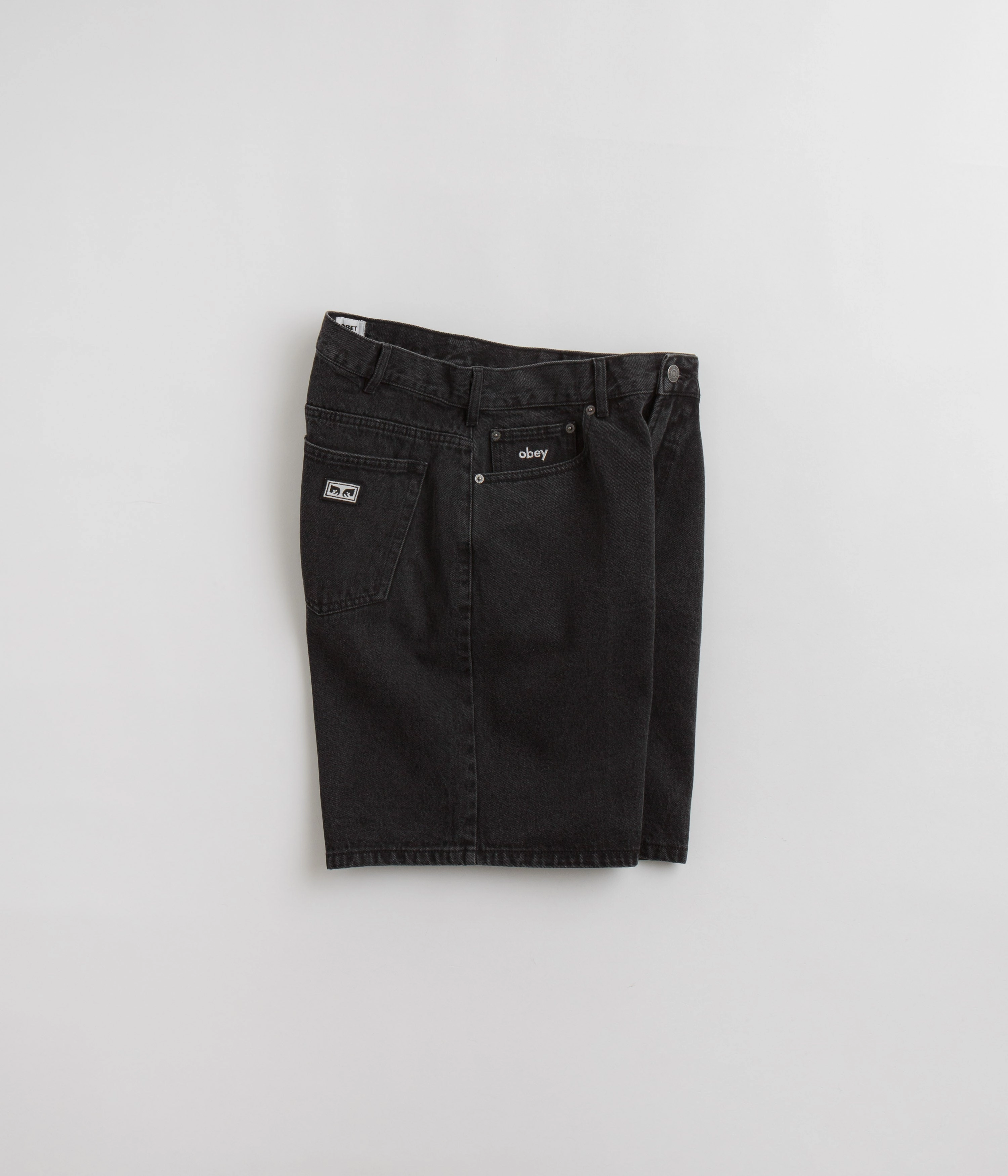 activewear option Obey Bigwig Baggy Denim Shorts - Faded Black